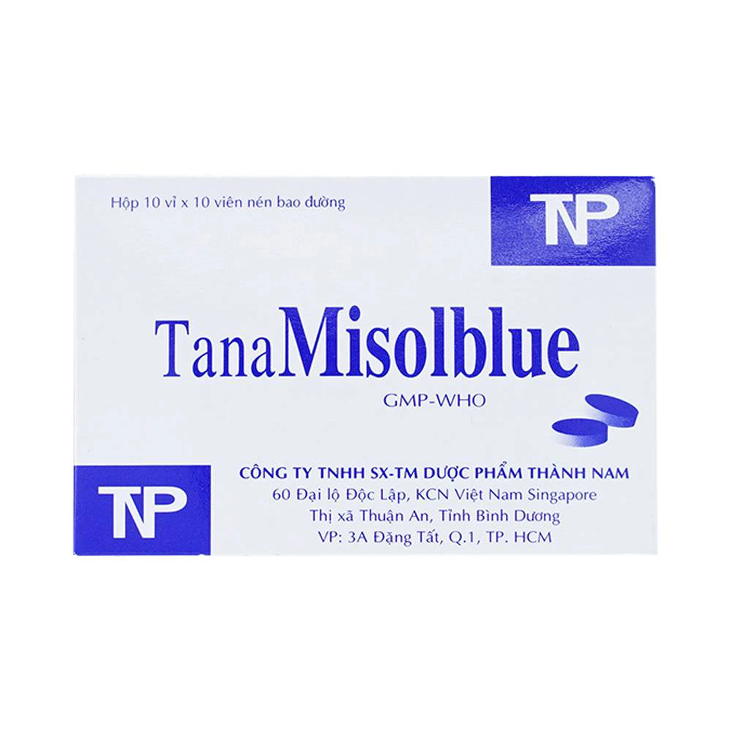 Thuốc TanaMisolblue Thành Nam điều trị hỗ trợ viêm, đau trong nhiễm trùng đường tiểu (10 vỉ x 10 viên) 