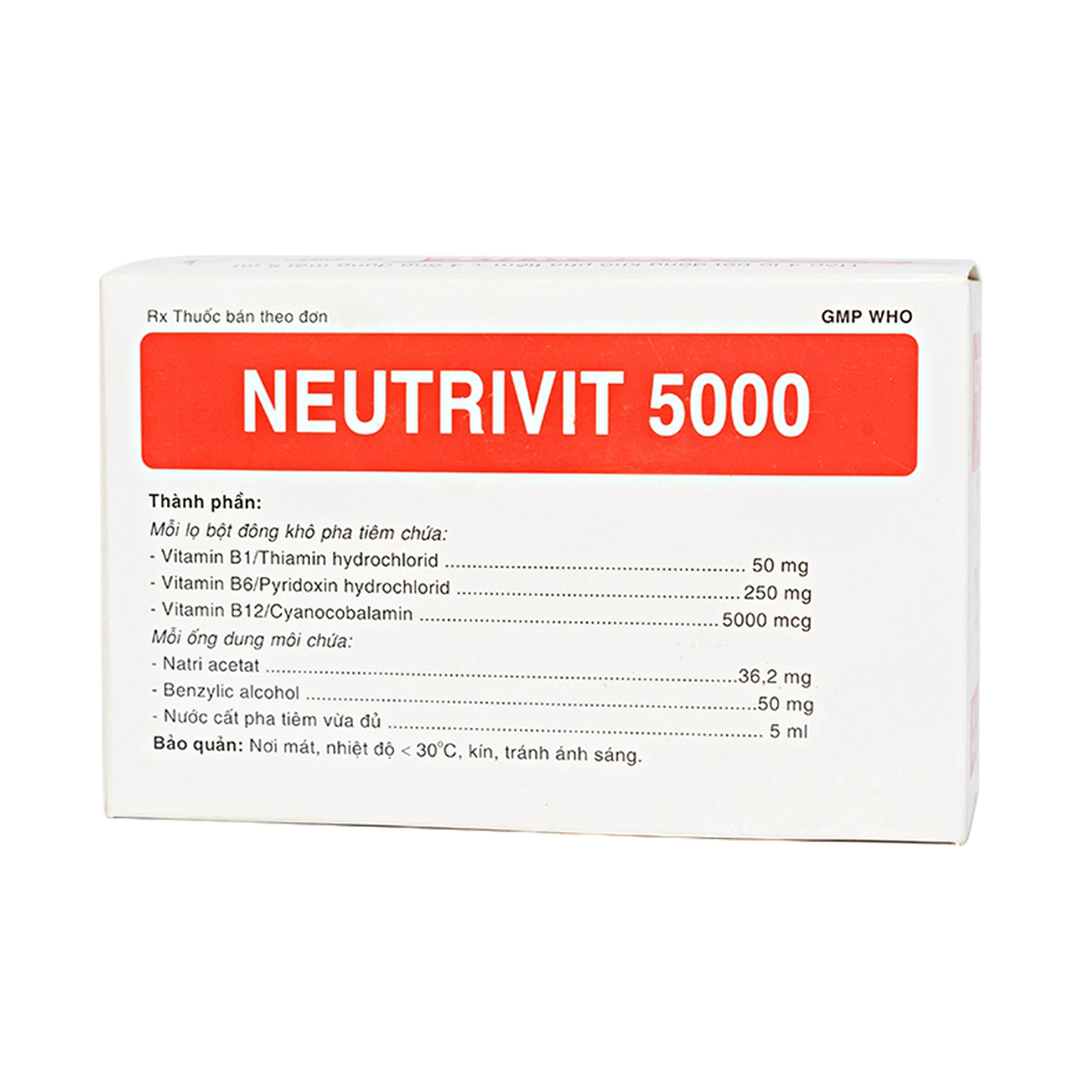 Bột pha tiêm Neutrivit 5000 Bidiphar điều trị viêm thần kinh (4 cặp)