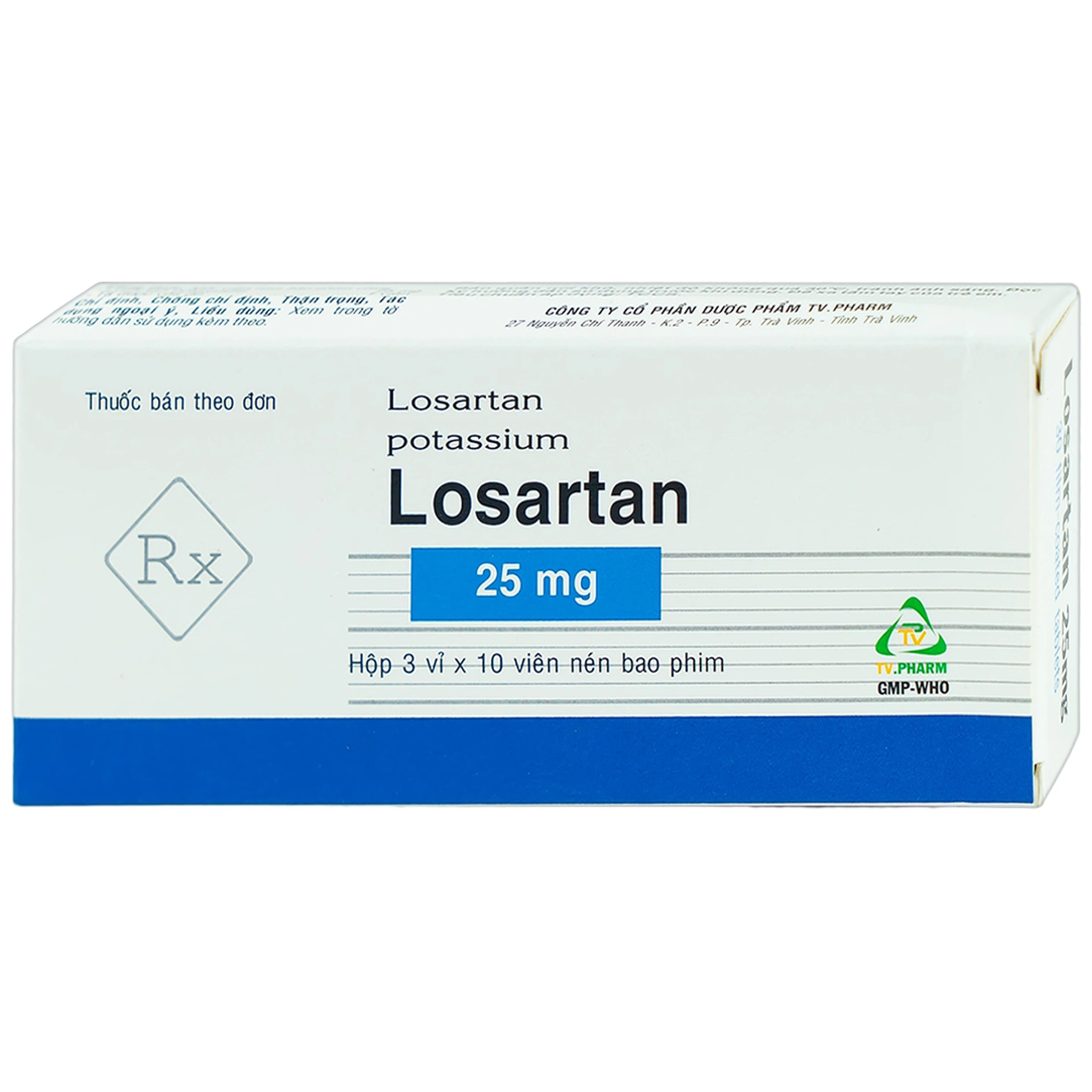 Viên nén Losartan 25mg TV.Pharm điều trị tăng huyết áp (3 vỉ x 10 viên)