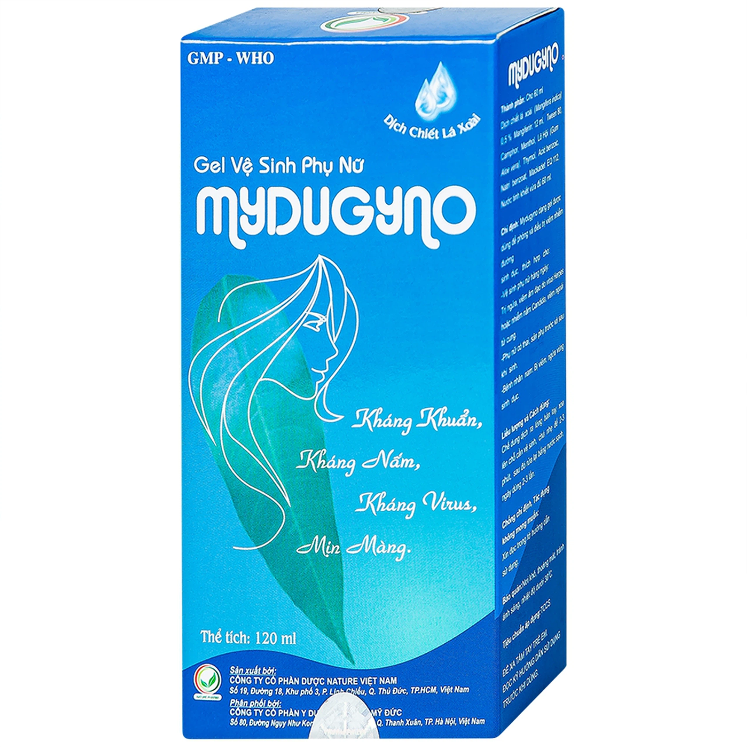 Gel vệ sinh phụ nữ Mydugyno Nature kháng khuẩn, kháng nấm, kháng virus (120ml) 