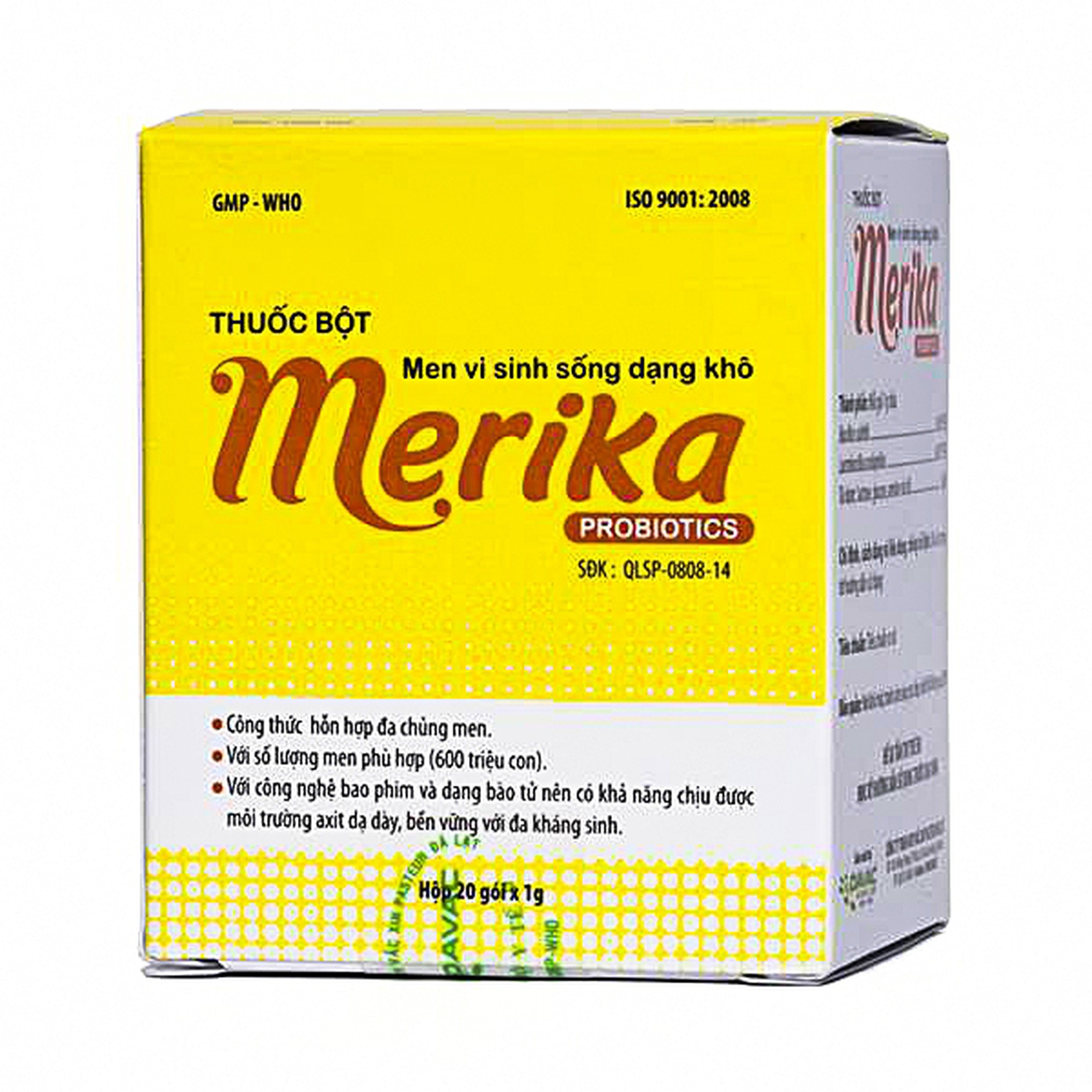 Men vi sinh sống dạng khô Merika Probiotics Davac dùng cho viêm ruột, tiêu chảy, táo bón (20 gói)