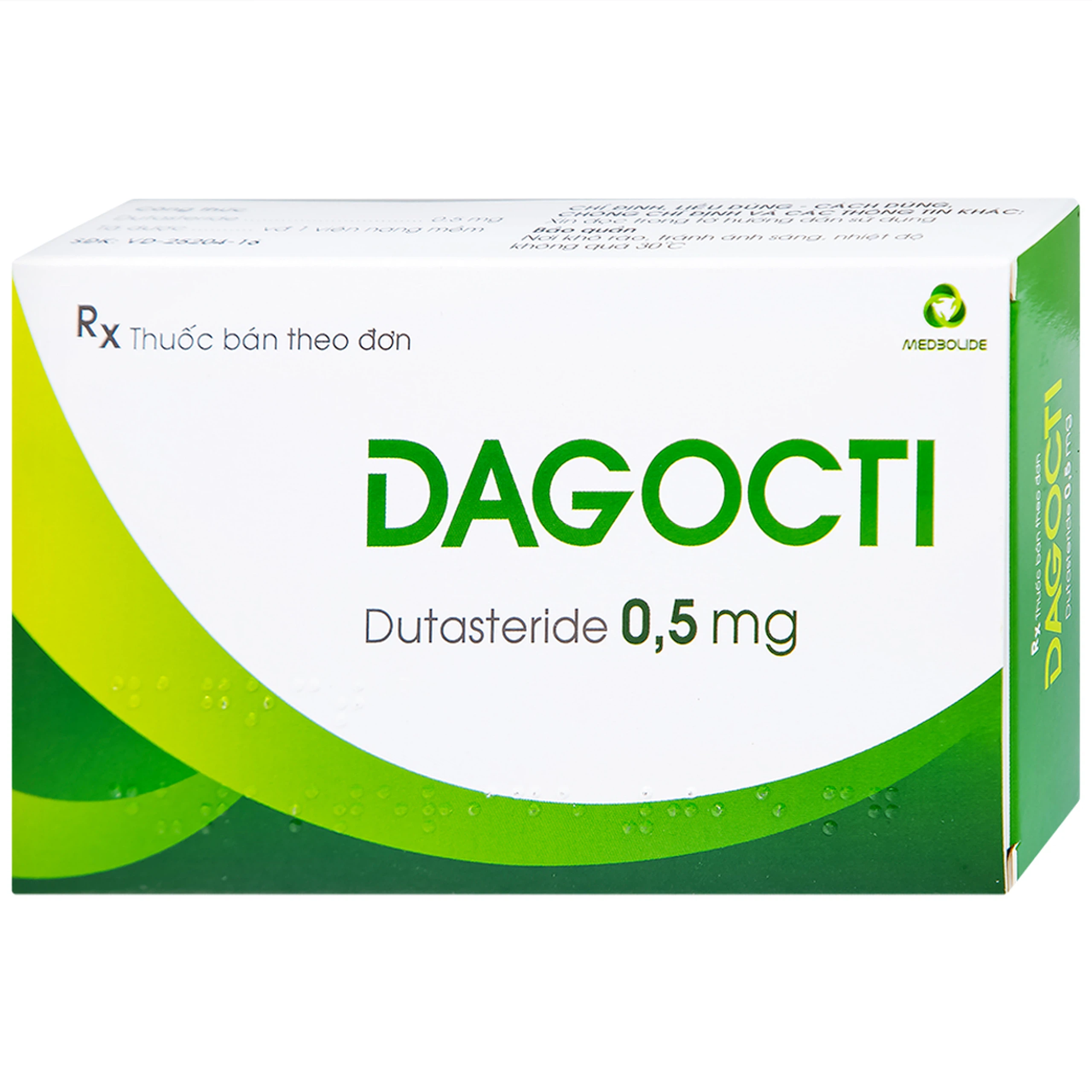 Thuốc Dagocti 0.5mg Medbolide điều trị và phòng ngừa sự tiến triển của bệnh tăng sản lành tính tuyến tiền liệt  (30 viên)