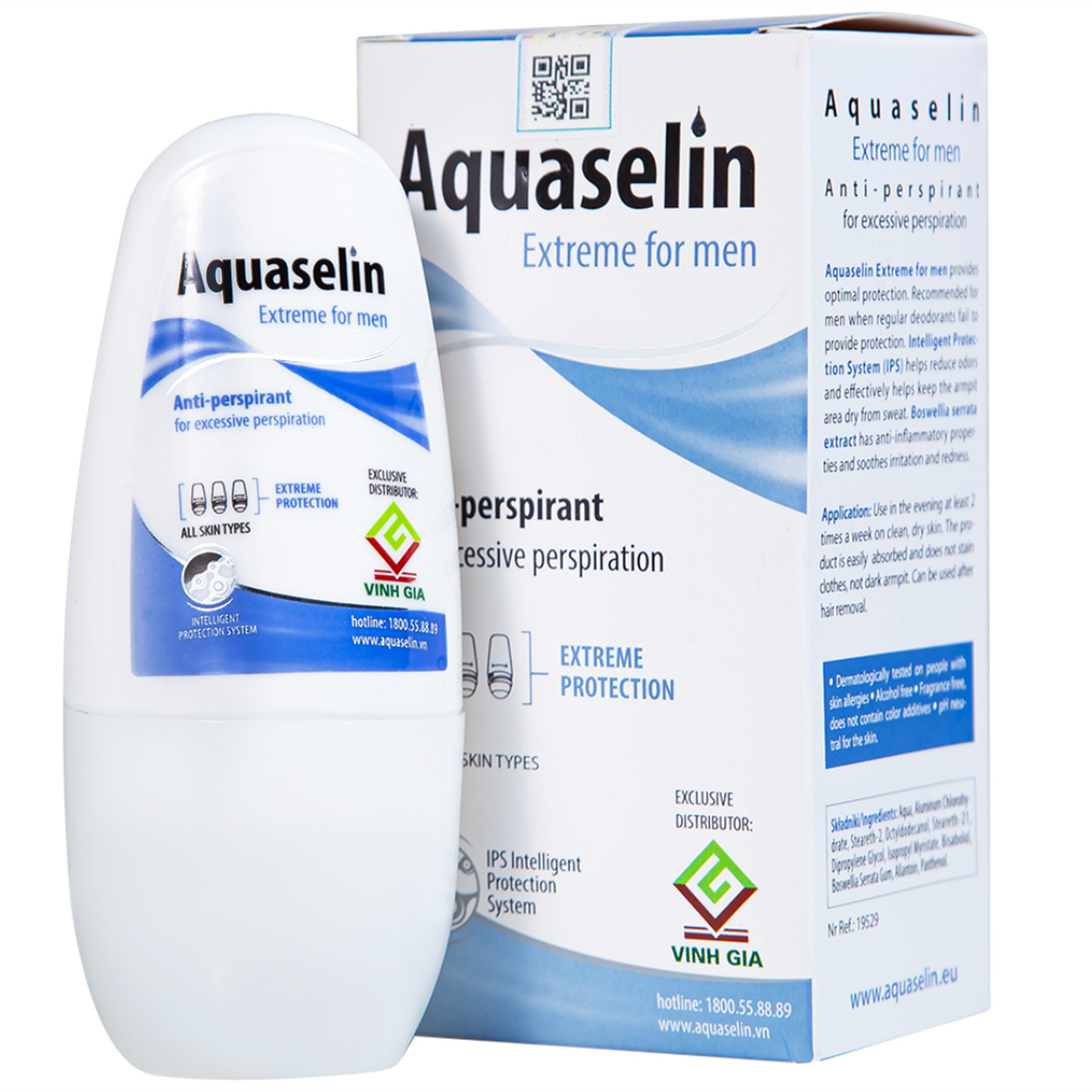 Lăn khử mùi Aquaselin Extreme For Men dùng cho vùng nách dành cho nam giới, giảm mồ hôi (50ml)