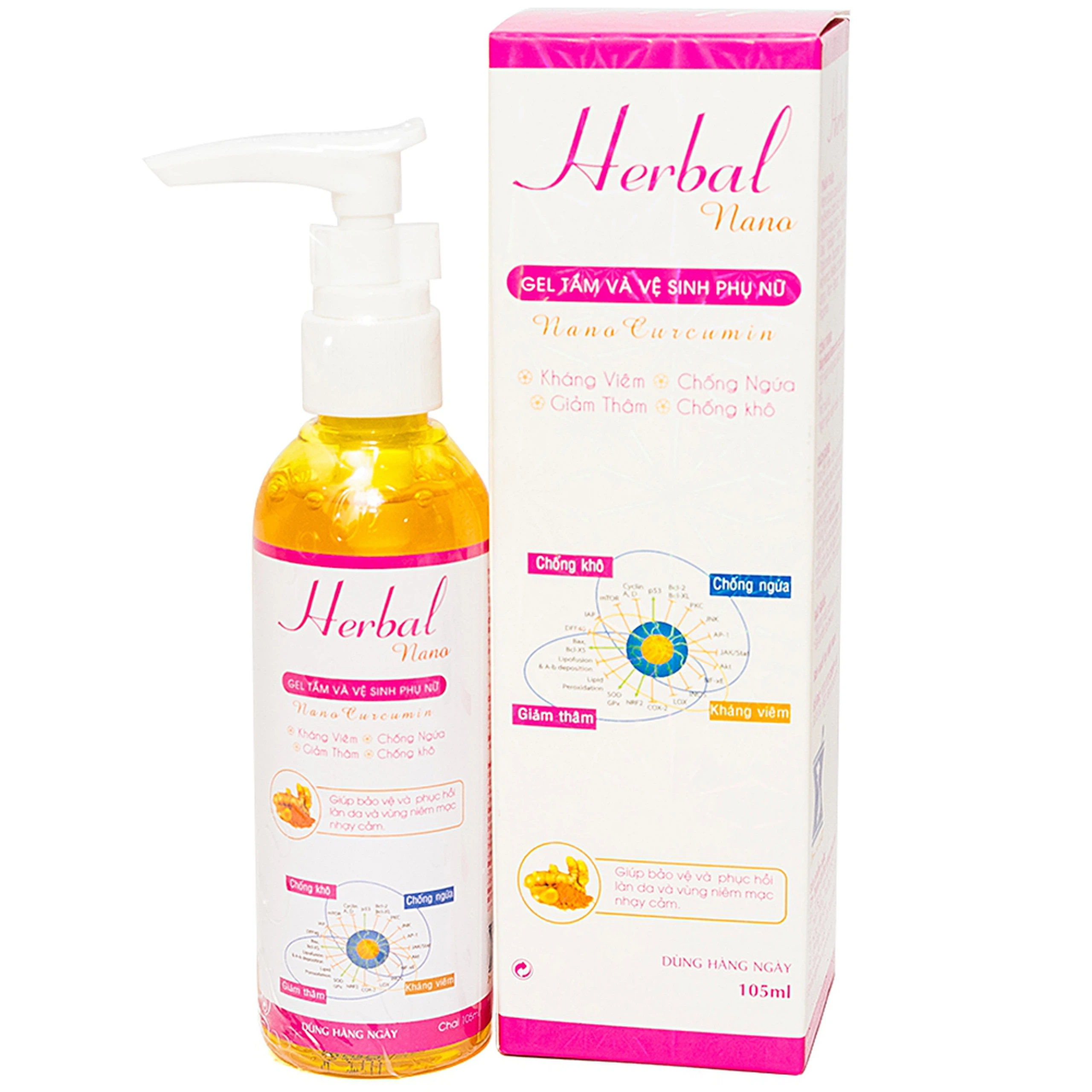 Gel tắm và vệ sinh phụ nữ Herbal Nano Vinapharma giúp làm sạch, kháng viêm (105ml)