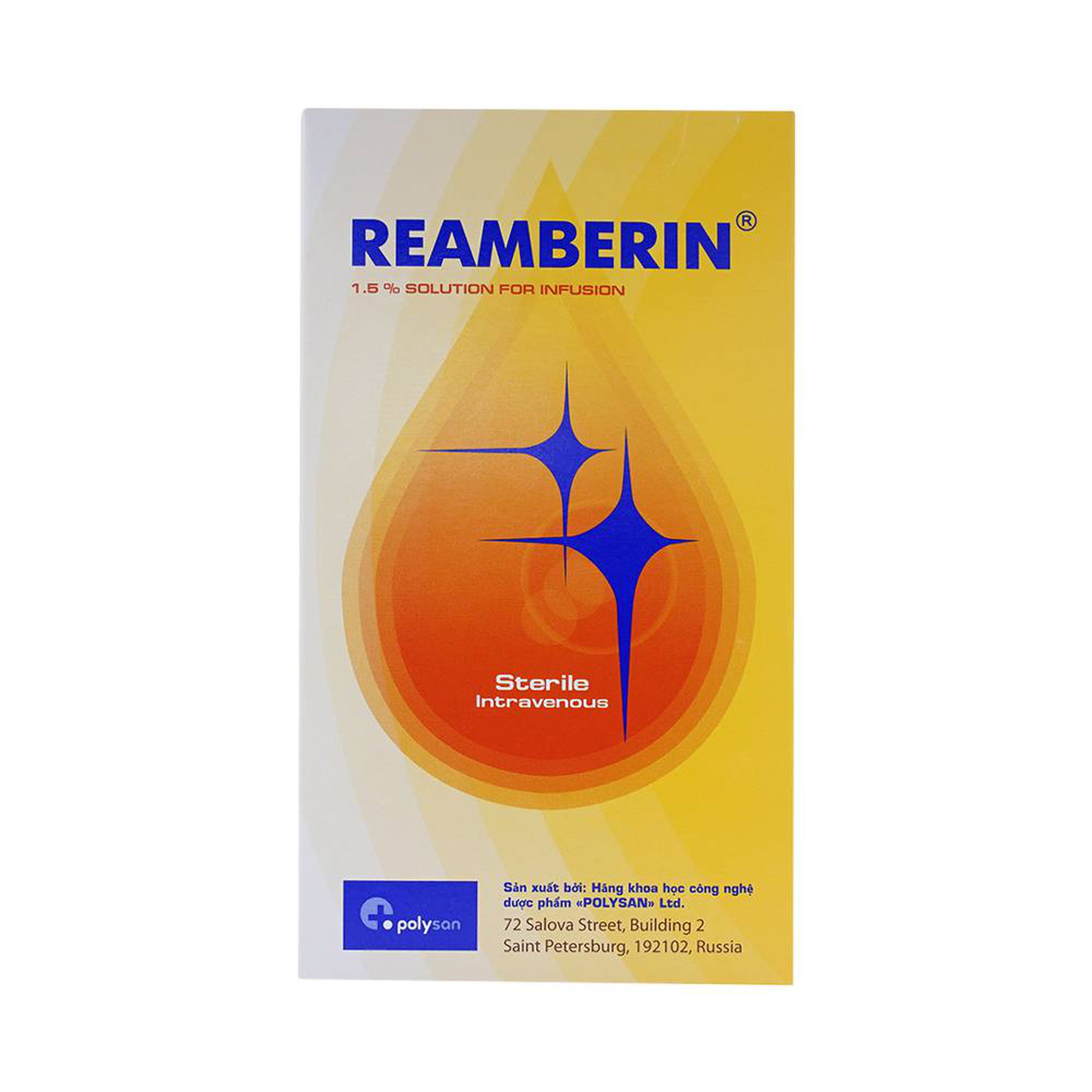 Dung dịch truyền Reamberin Polysan giảm oxy huyết và giải độc (400ml)