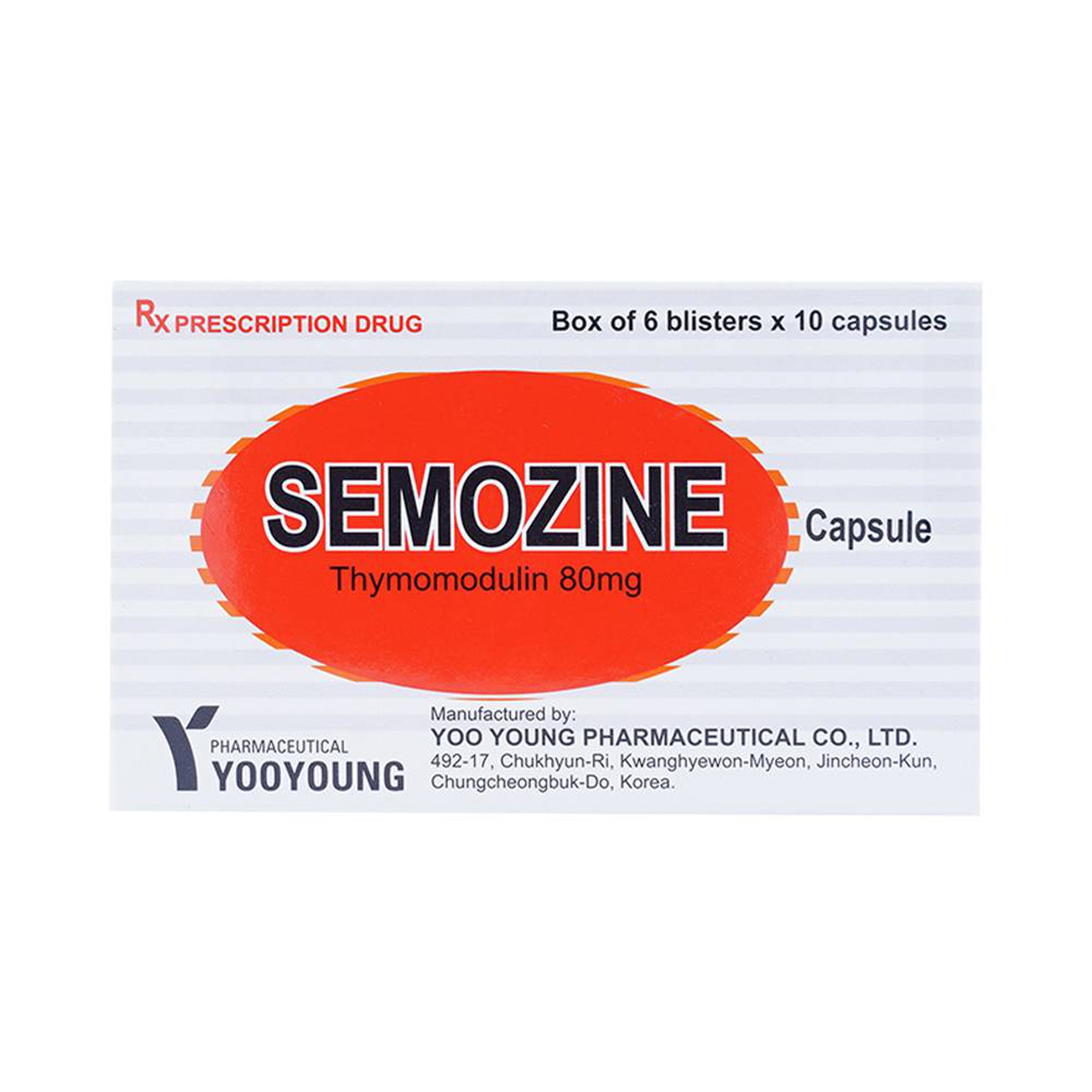 Thuốc Semozine Capsule 80mg YooYuong hỗ trợ dự phòng tái phát nhiễm khuẩn hô hấp (6 vỉ x 10 viên)