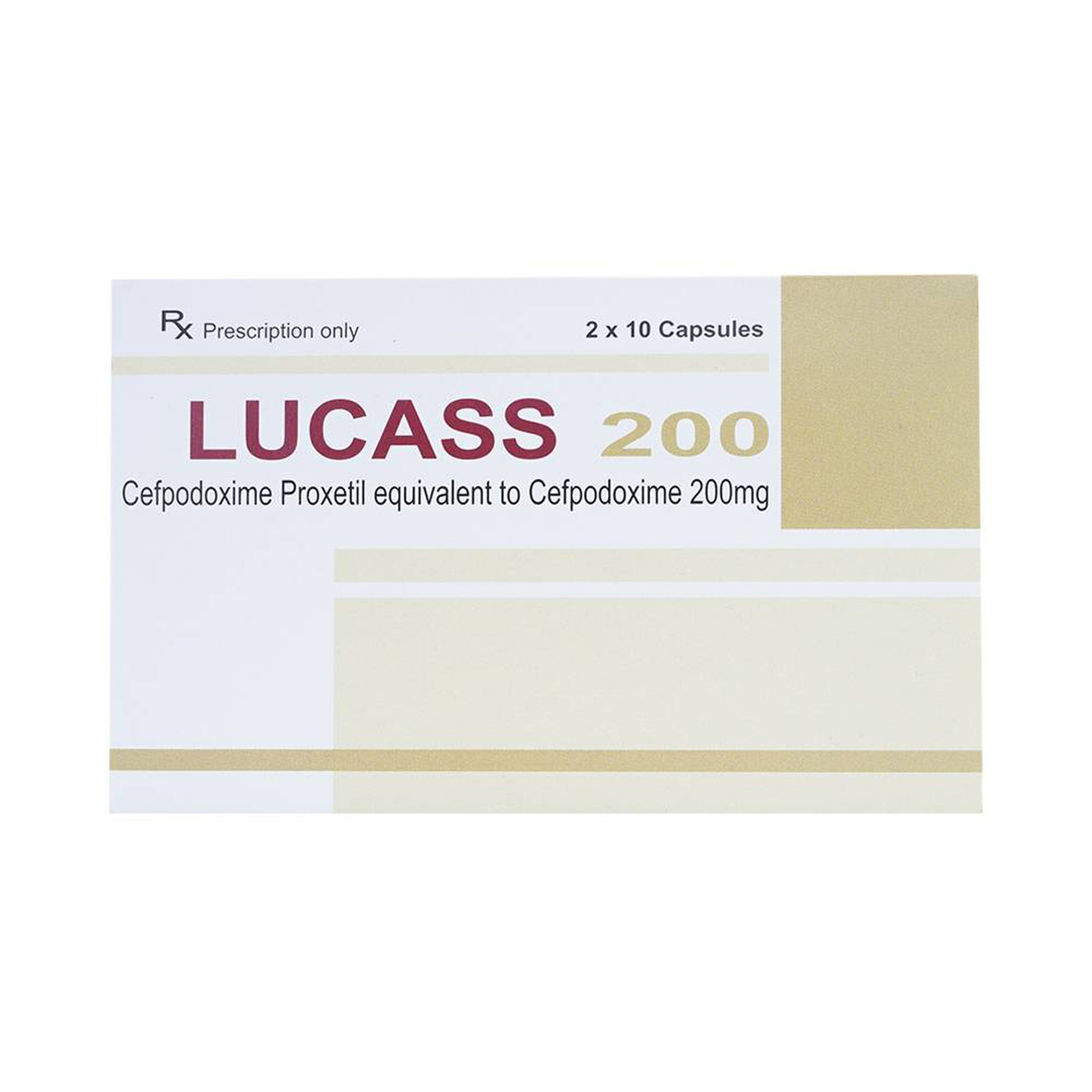 Thuốc Lucass 200 Maxim điều trị viêm phổi, viêm phế quản, viêm họng (2 vỉ x 10 viên)