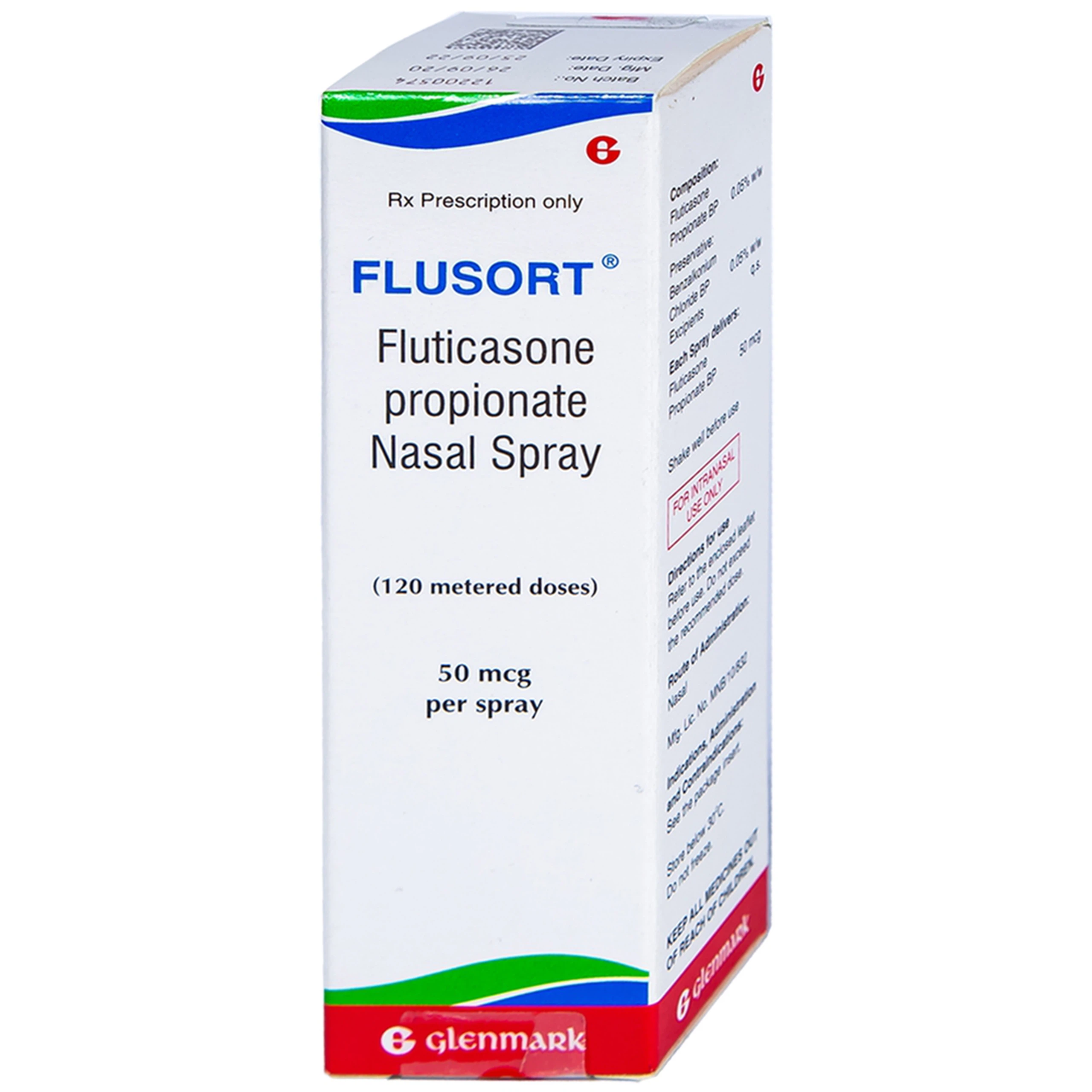 Xịt mũi Flusort 50mcg/liều Glenmark điều trị viêm mũi dị ứng theo mùa, viêm mũi quanh năm (120 liều)