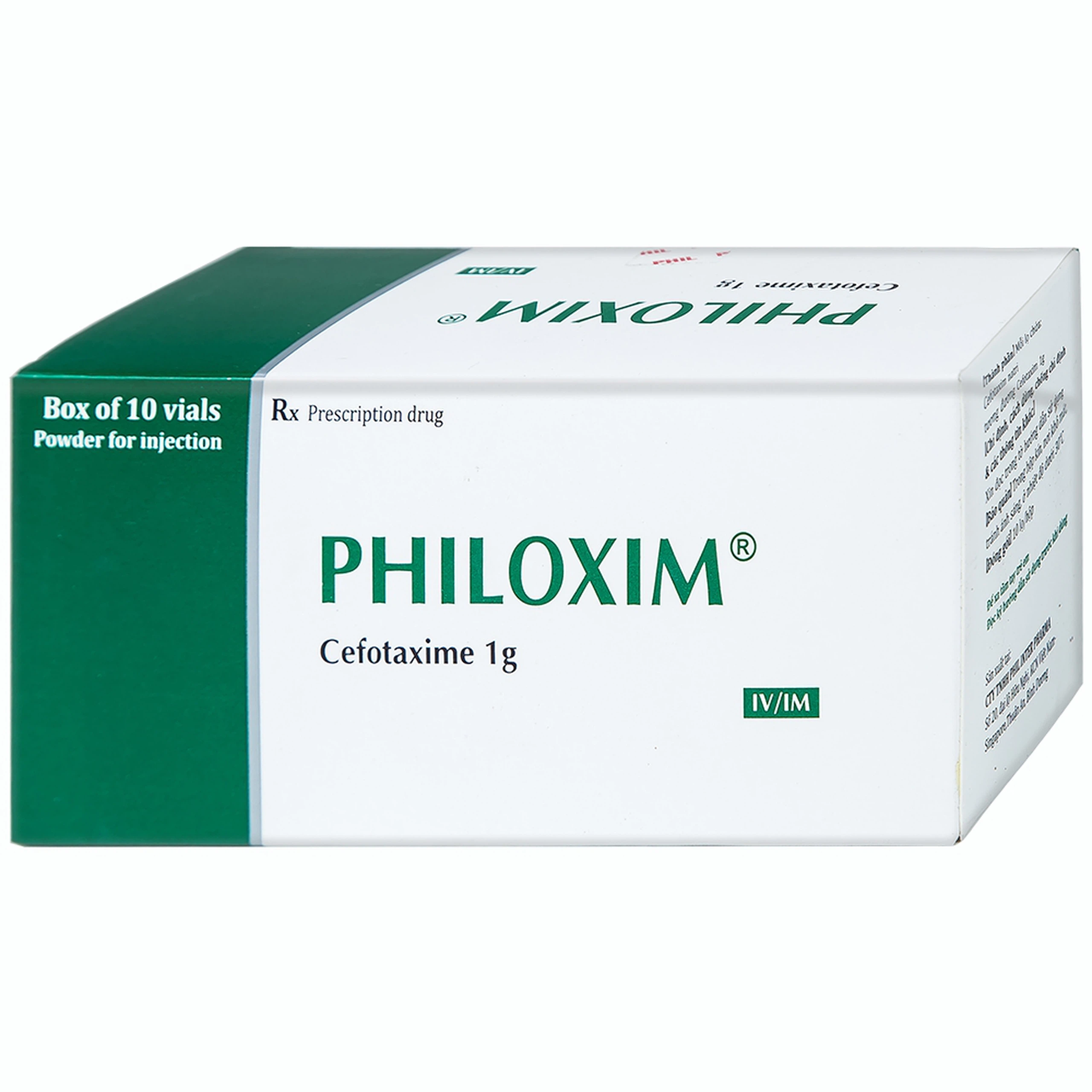 Bột pha tiêm Philoxim 1g Phil Inter Pharma điều trị nhiễm trùng do các chủng vi khuẩn (10 chai)