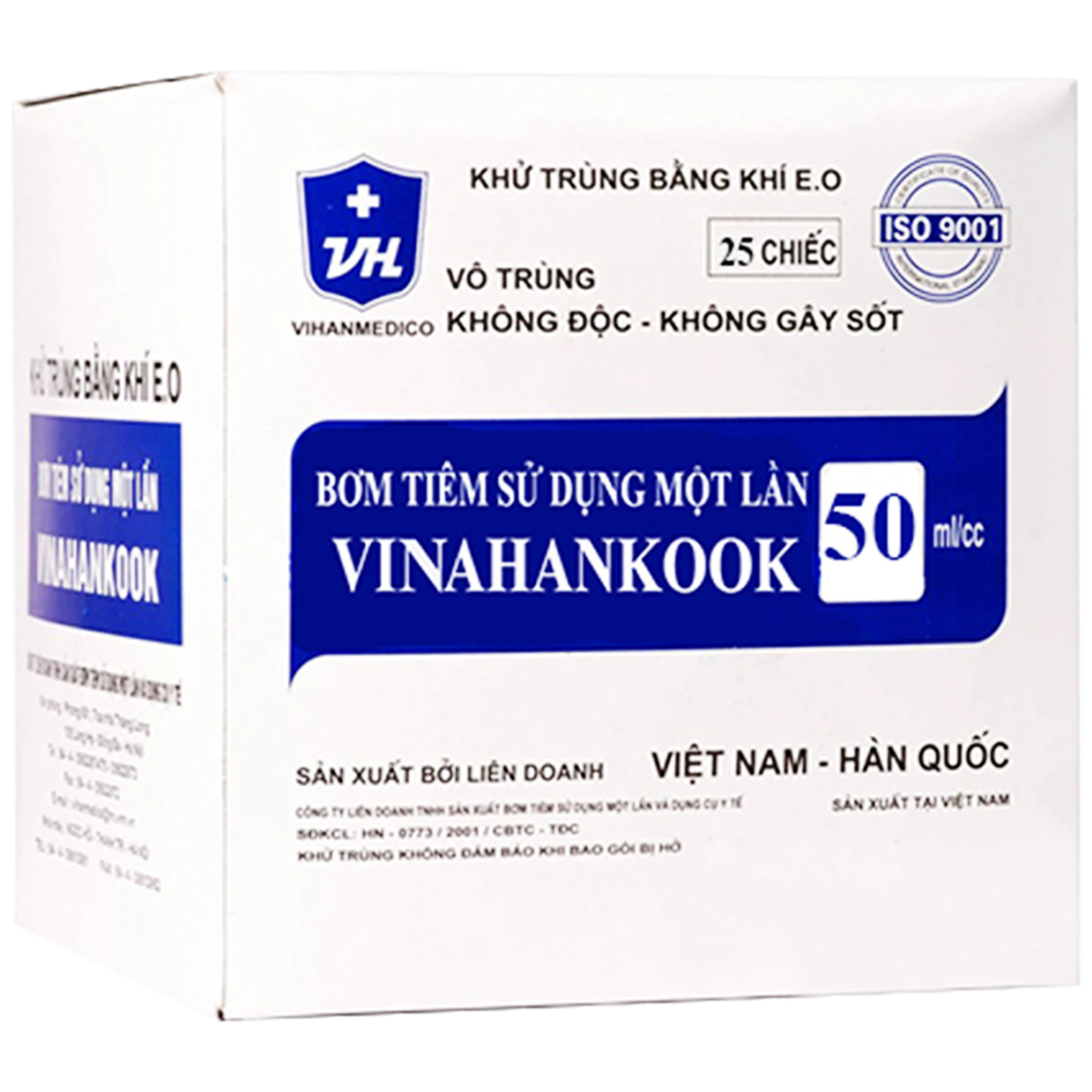 Bơm tiêm sử dụng một lần Vinahankook 50ml/cc phù hợp cho việc bơm thức ăn (25 cái)