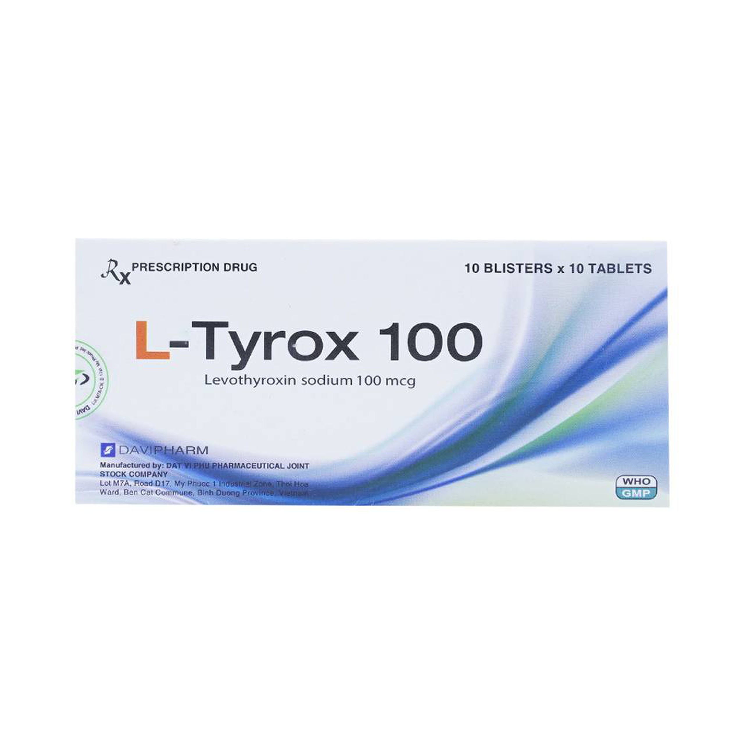 Thuốc L-Tyrox 100 DaviPharm điều trị hội chứng suy giáp (10 vỉ x 10 viên)