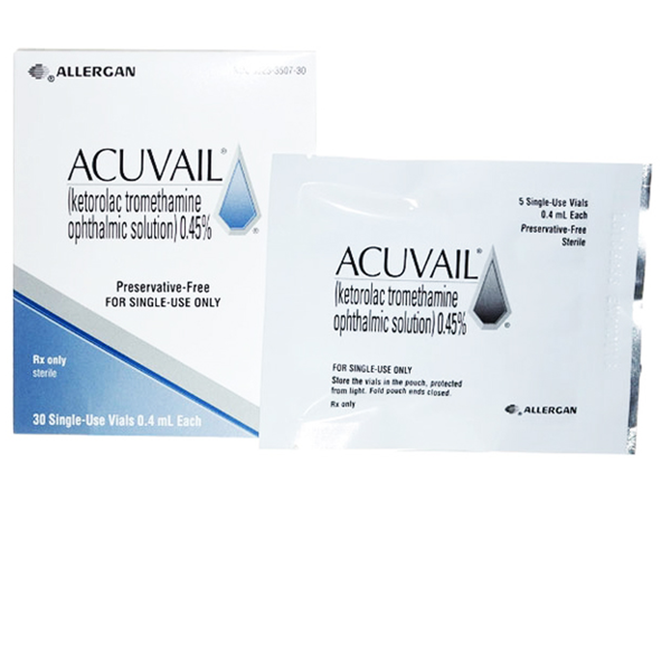 Thuốc nhỏ mắt Acuvail Allergan điều trị đau và viêm sau phẫu thuật đục thủy tinh thể (30 ống x 0.4ml)