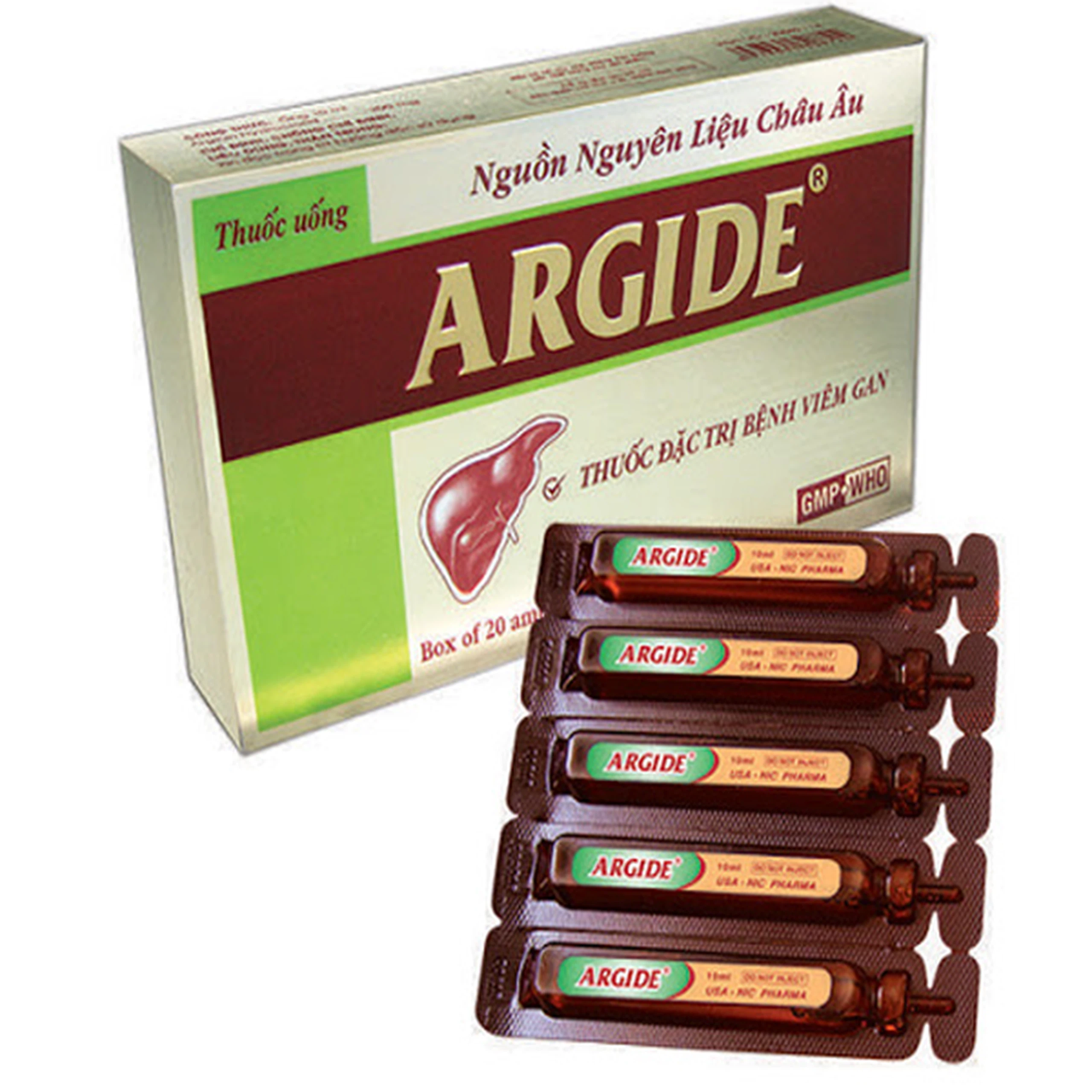 Thuốc Argide Usa - Nic Pharma đặc trị bệnh viêm gan (10 ống x 10 ml)