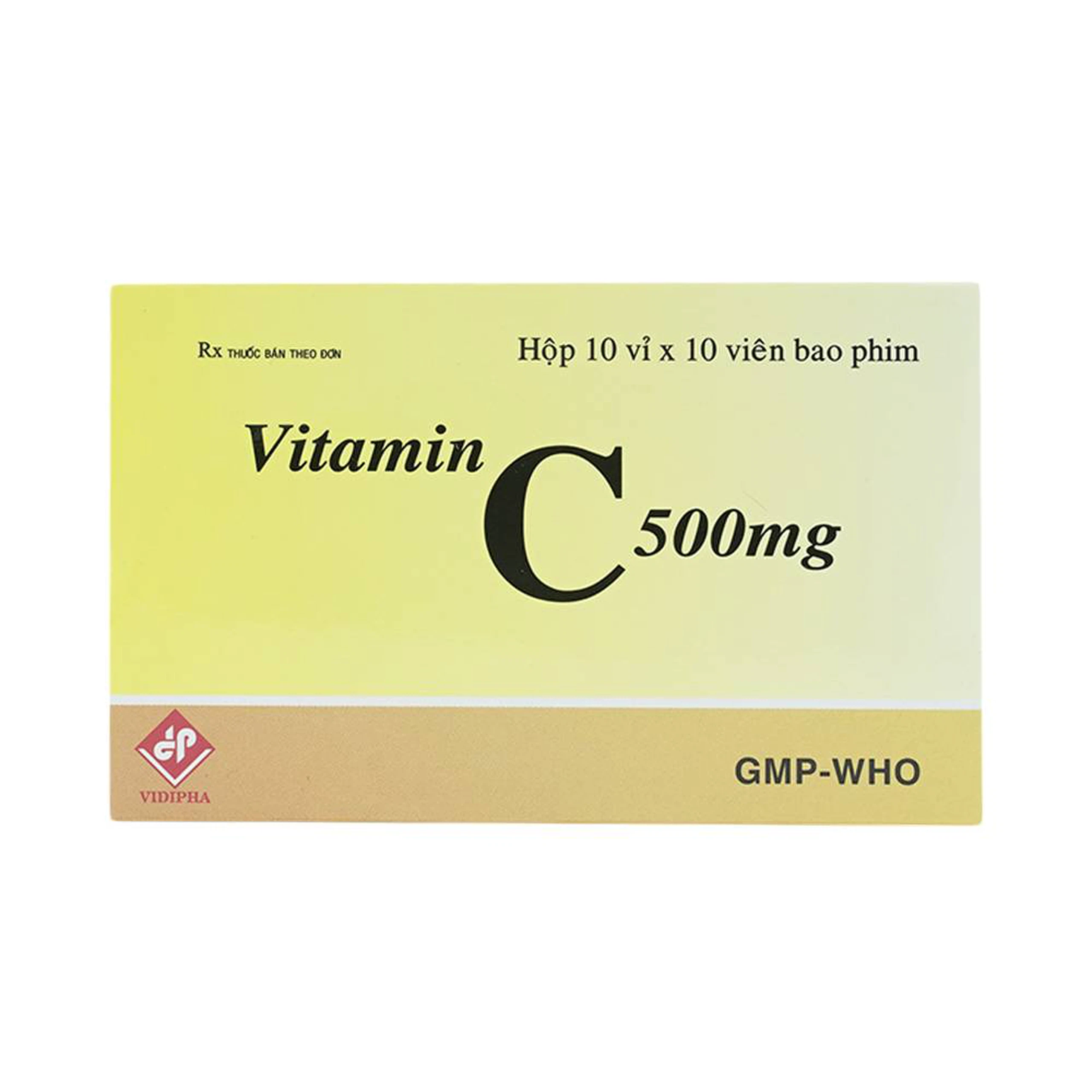 Thuốc Vitamin C 500mg Vidipha điều trị bệnh do thiếu Vitamin C (10 vỉ x 10 viên)
