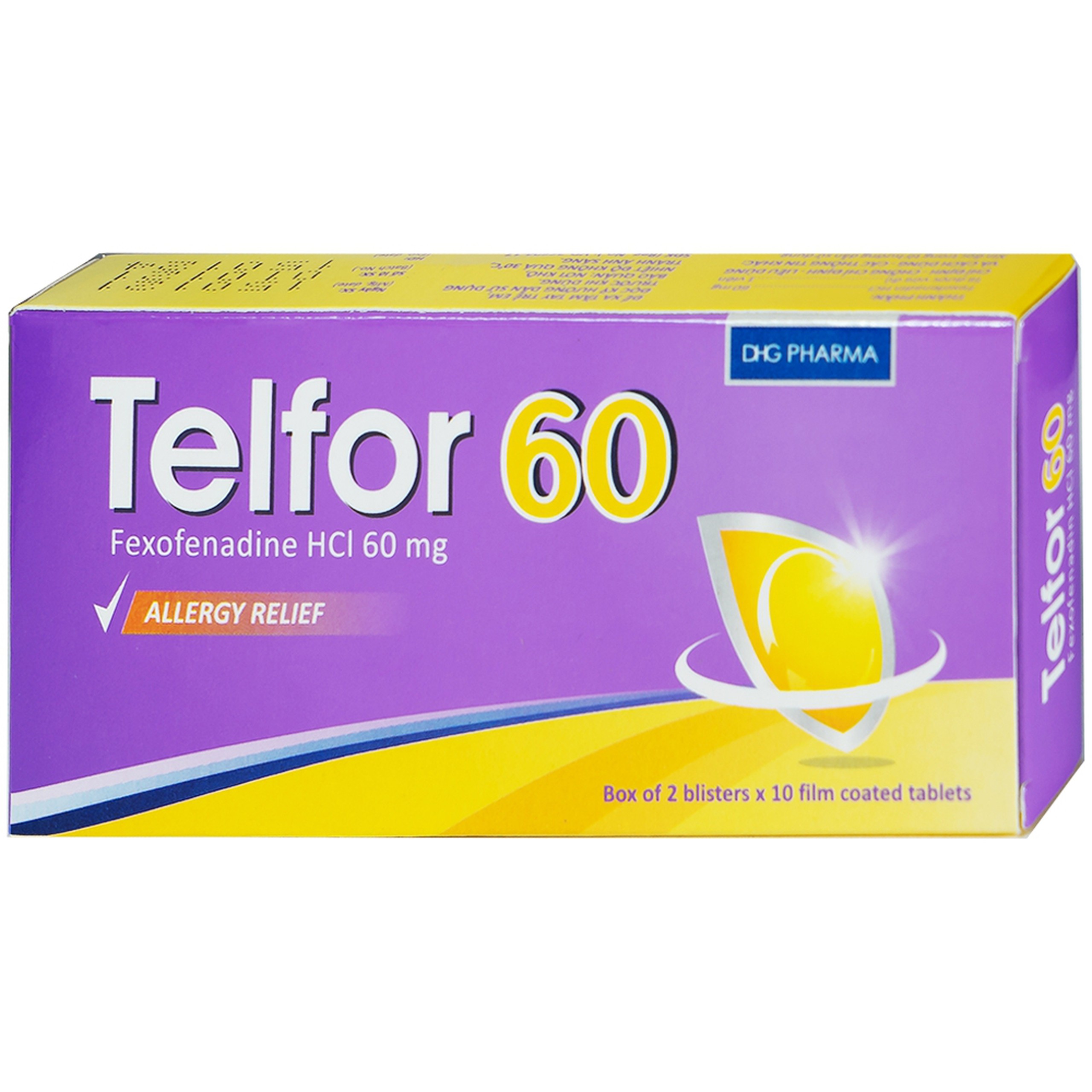 Thuốc Telfor 60 DHG điều trị các triệu chứng viêm mũi dị ứng (2 vỉ x 10 viên)