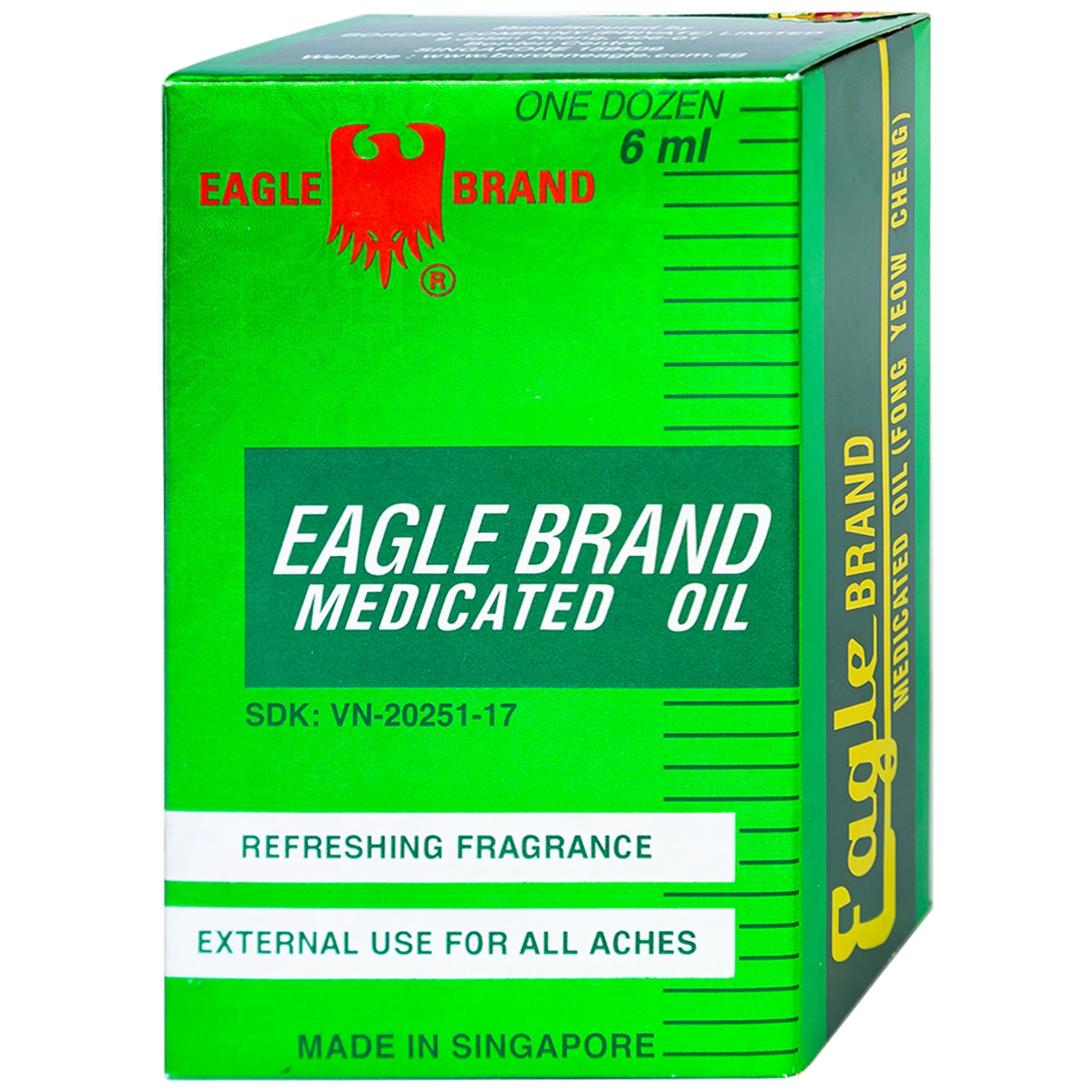 Dầu gió xanh Con Ó Eagle Brand Medicated Oil giảm nhức đầu, cảm cúm, đau lưng, viêm khớp (12 chai x 6ml)
