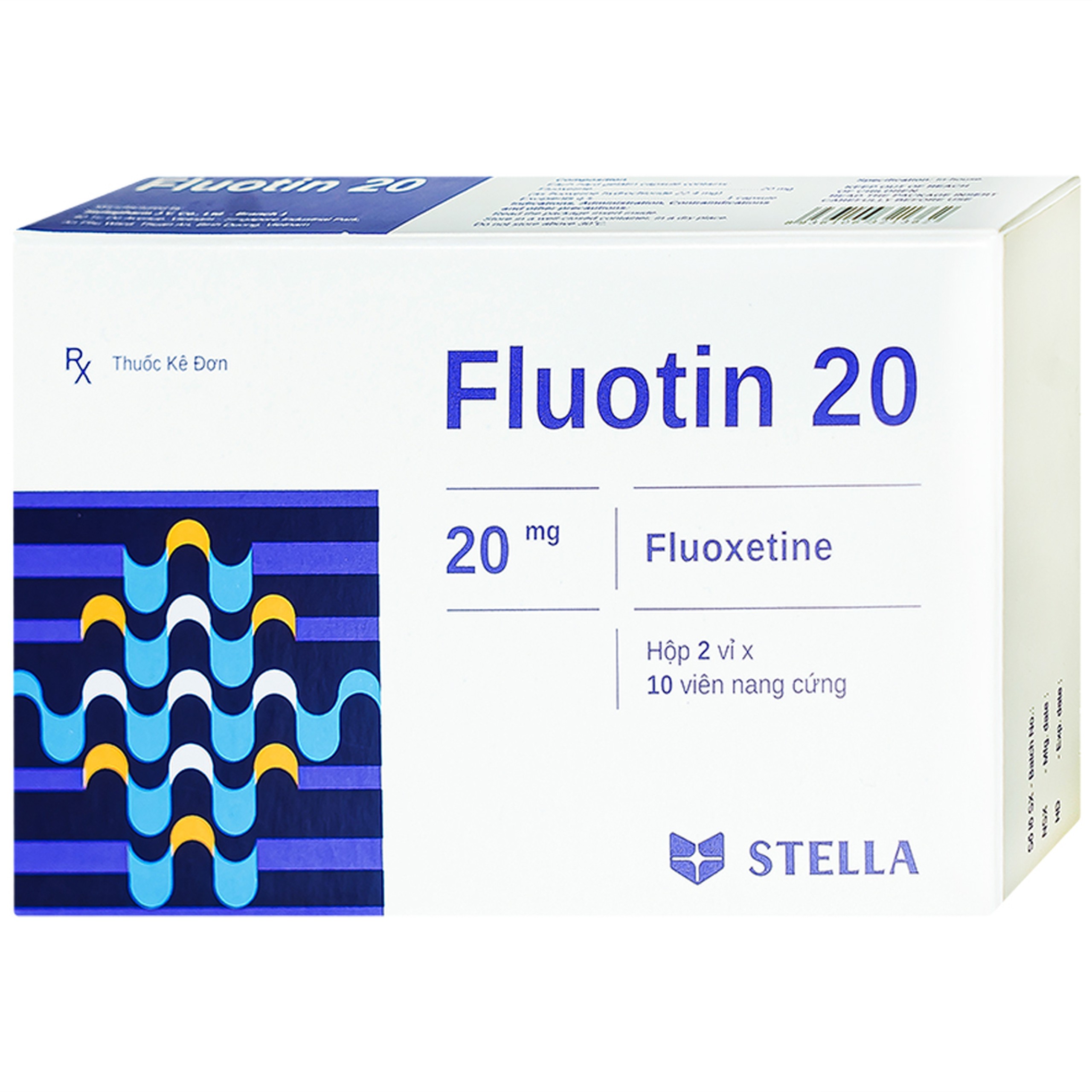Thuốc Fluotin 20 Stella điều trị trầm cảm, rối loạn xung lực cưỡng bức ám ảnh (2 vỉ x 10 viên)