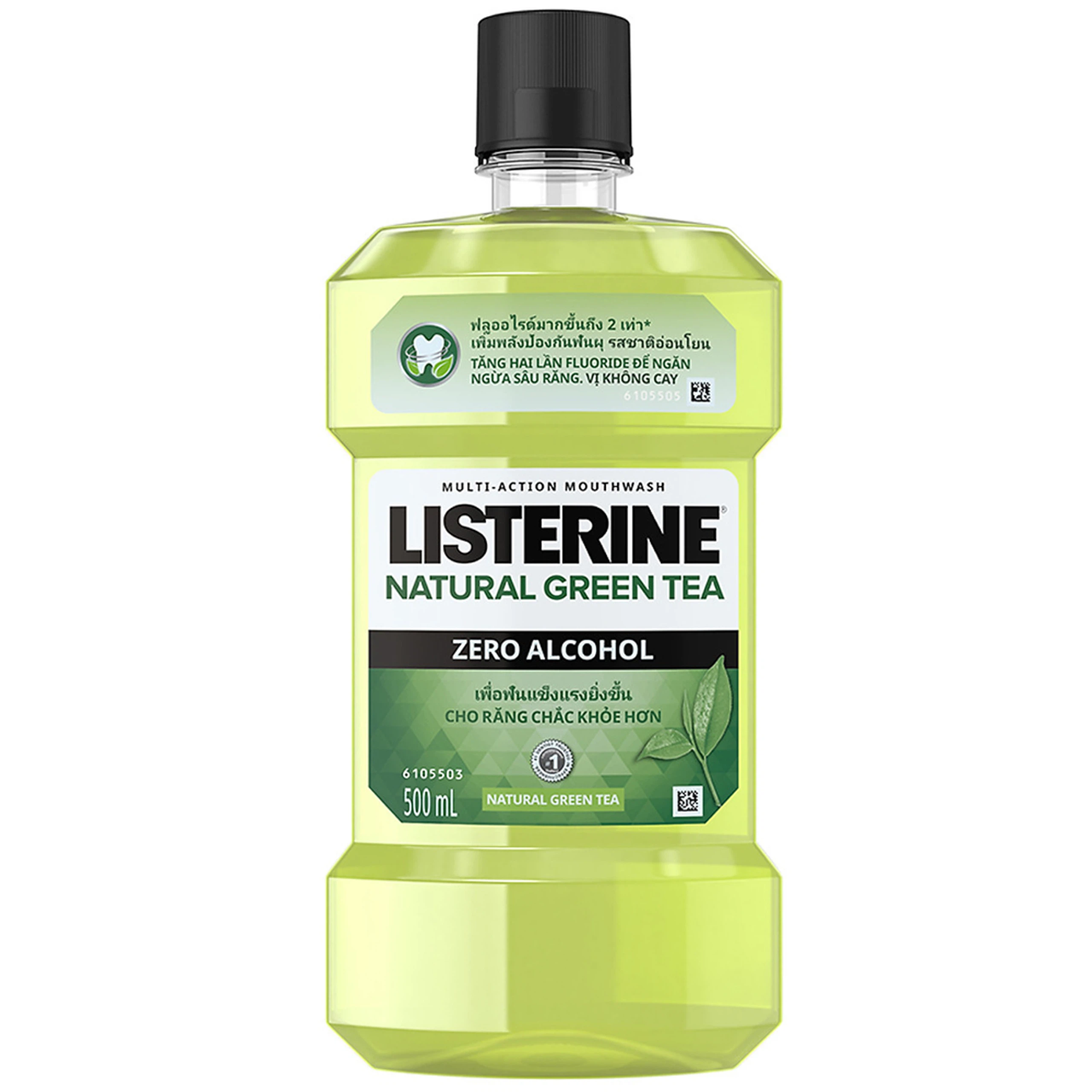 Nước súc miệng Listerine Natural Green Tea bảo vệ răng miệng suốt 24 giờ, ngăn ngừa vi khuẩn (500ml)