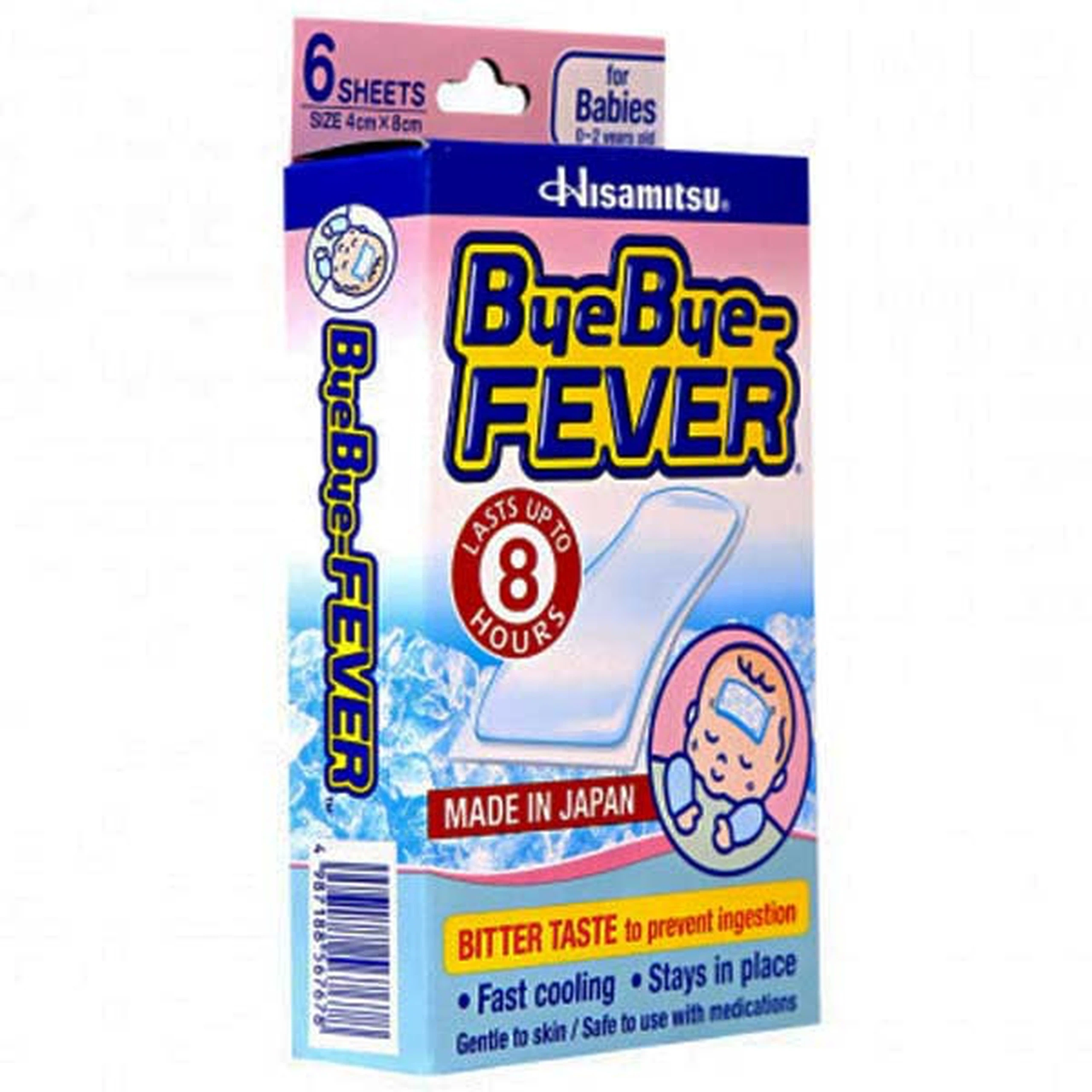 Miếng dán hạ sốt Bye Bye-Fever Hisamitsu hạ sốt, làm mát lạnh nhanh và mạnh, kéo dài đến 10 giờ (6 miếng)
