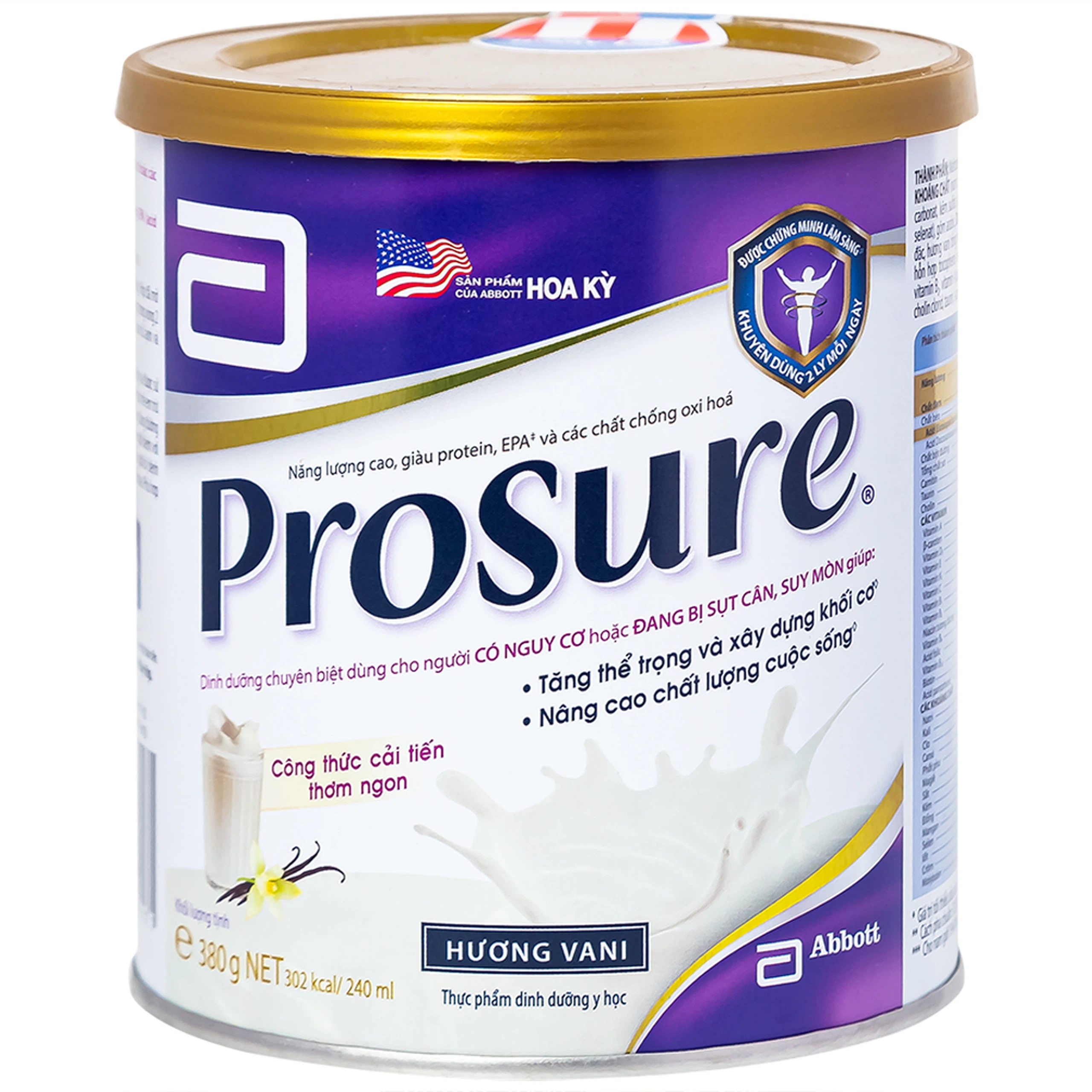 Sữa Prosure Abbott hương vani bổ sung dinh dưỡng chuyên biệt cho người đang sụt cân (380g)