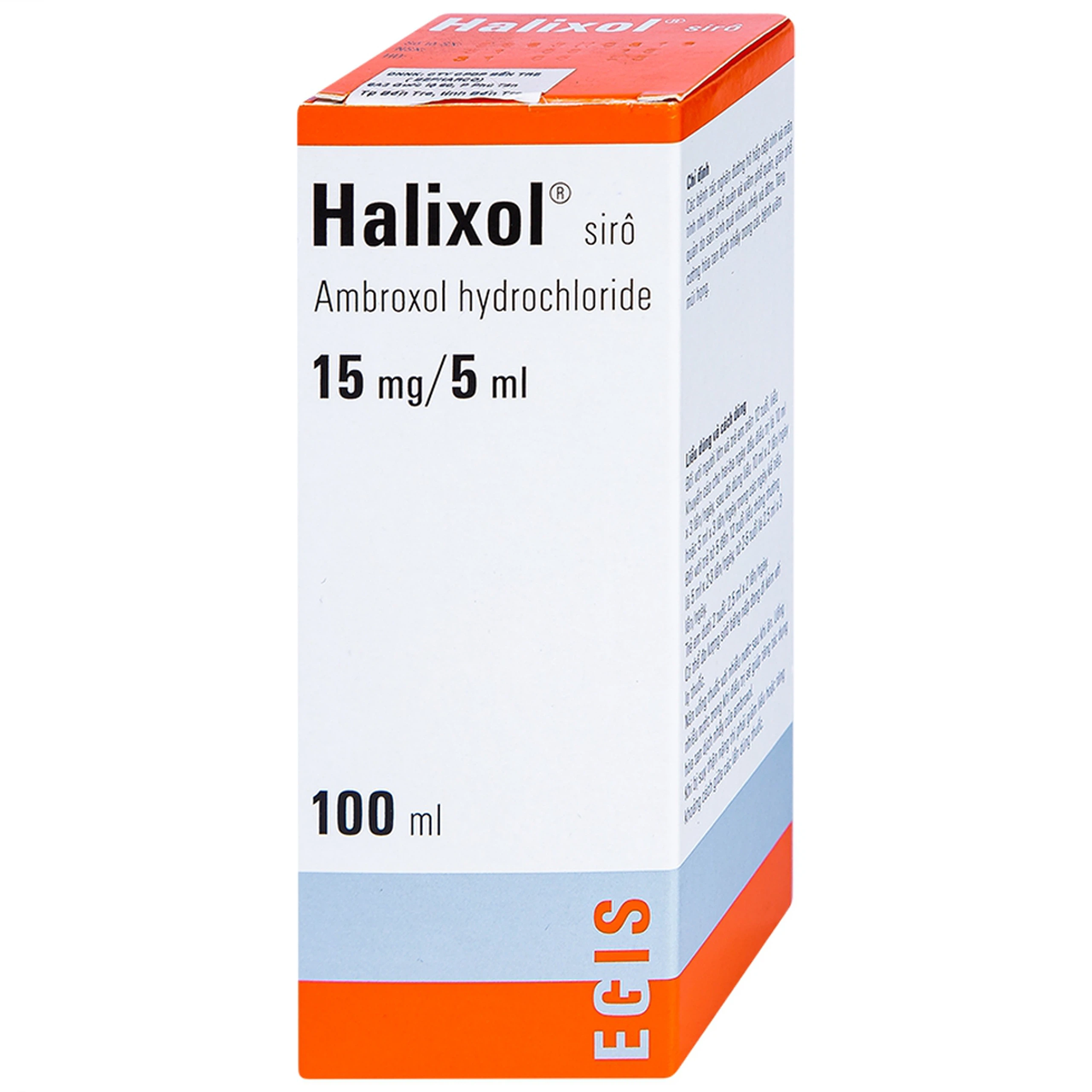 Siro Halixol 15mg/5ml điều trị hen phế quản và viêm phế quản (100ml)