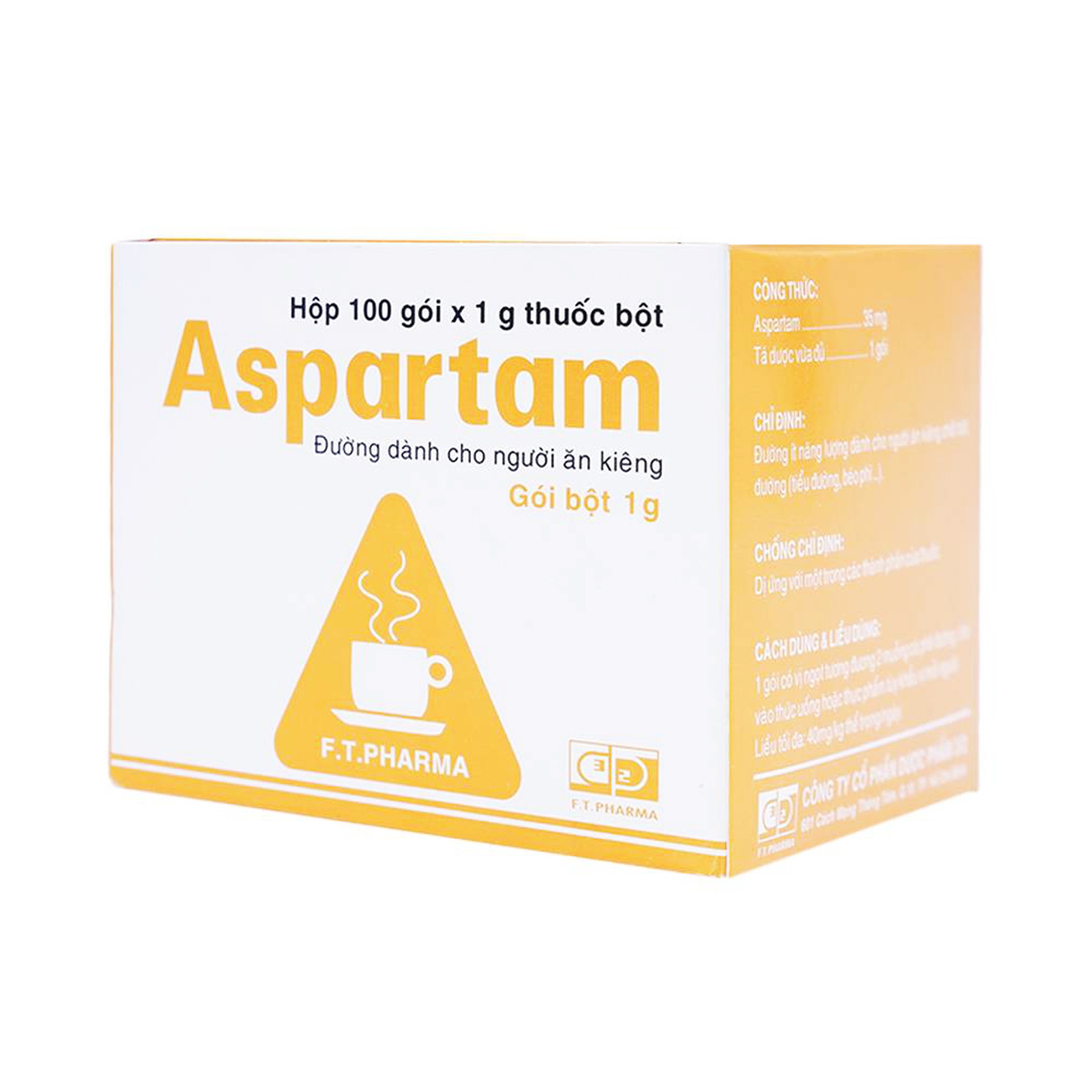 Thuốc bột Aspartam Dược 3-2 đường ít năng lượng dành cho người ăn kiêng (100 gói x 1g)