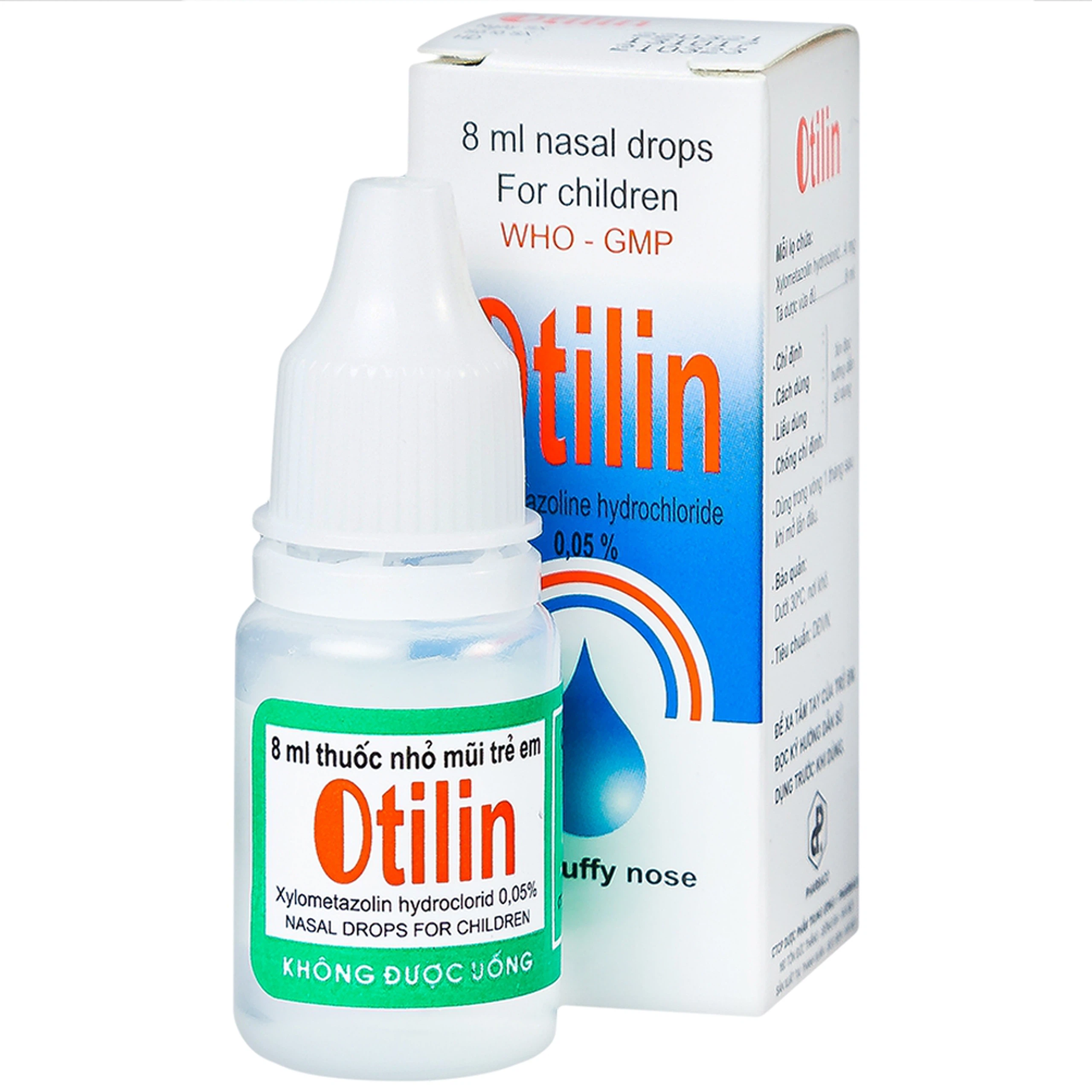 Thuốc nhỏ mũi trẻ em Otilin 0.05% Pharbaco giảm ngạt mũi, sung huyết trong viêm mũi cấp (8ml)