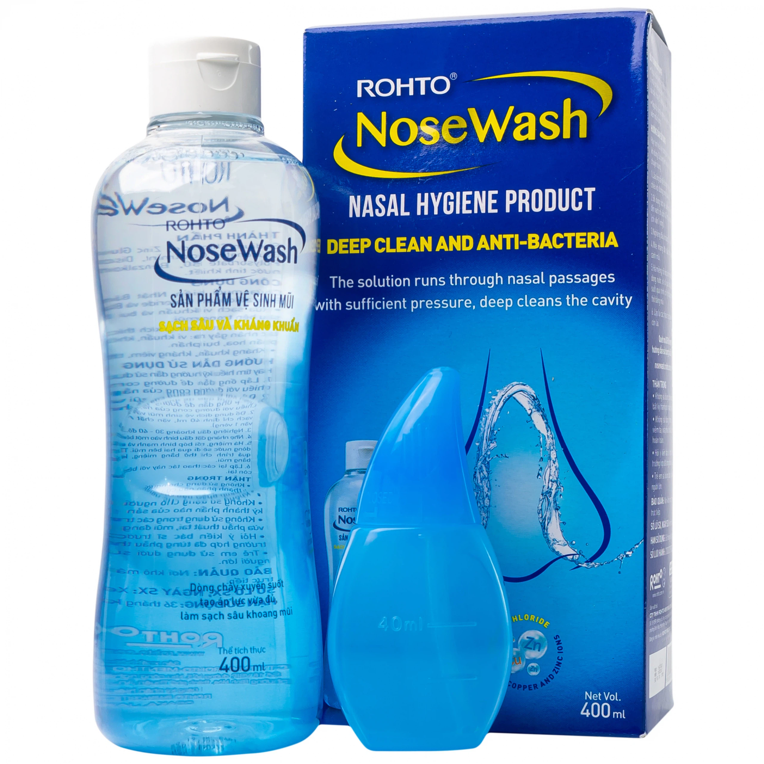 Bộ vệ sinh mũi gồm bình NoseWash Rohto làm sạch sâu và kháng khuẩn (400ml)