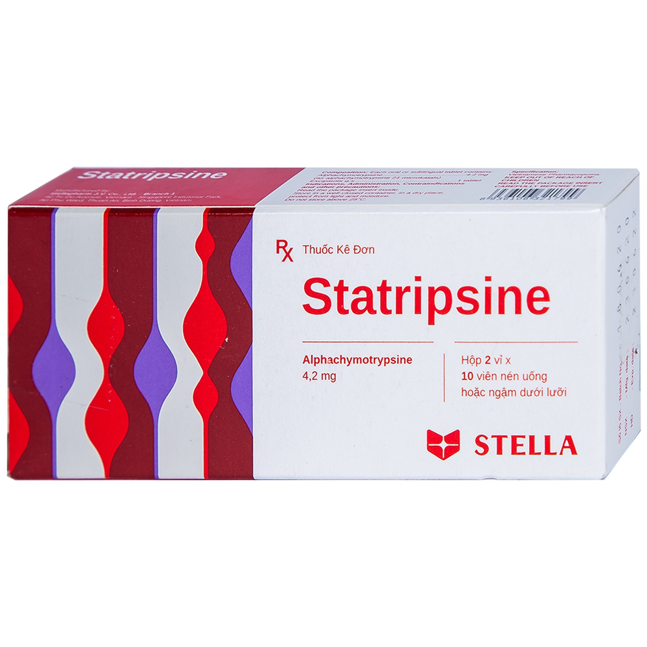 Thuốc Statripsine Stella điều trị phù nề sau chấn thương (2 vỉ x 10 viên)