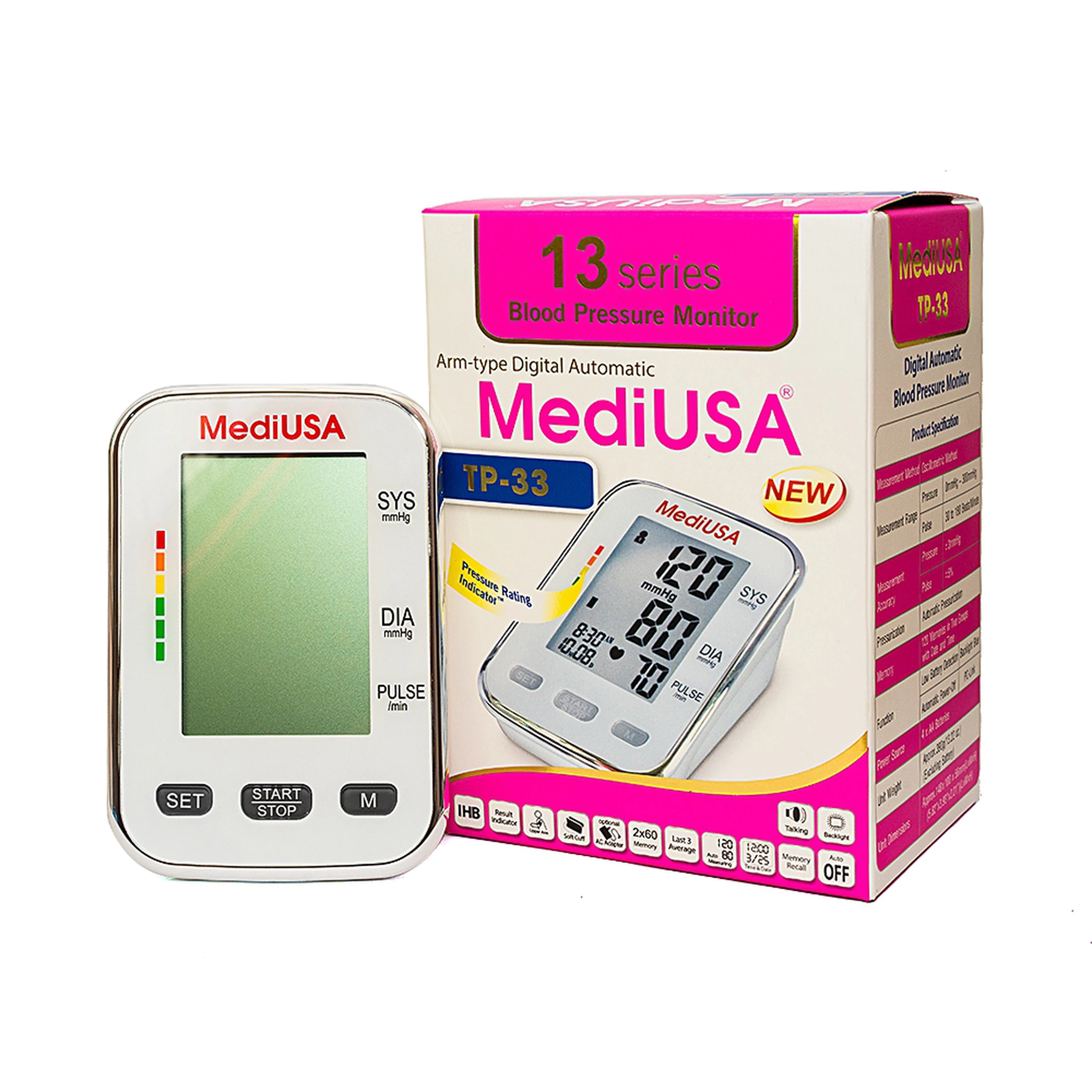 Máy đo huyết áp bắp tay tự động MediUSA TP-33 hỗ trợ đo huyết áp và nhịp tim