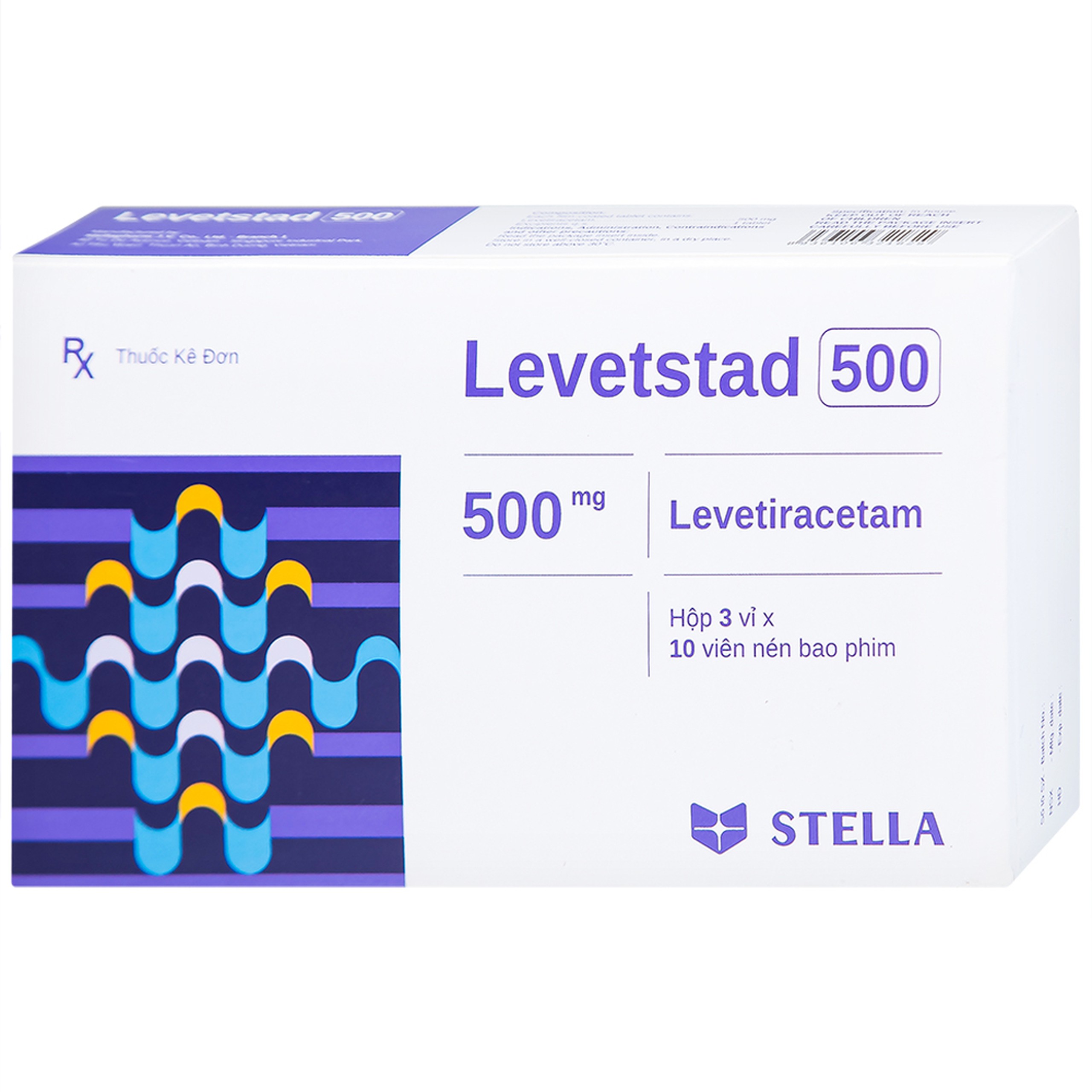 Thuốc Levetstad 500 Stella điều trị động kinh khởi phát cục bộ (3 vỉ x 10 viên)