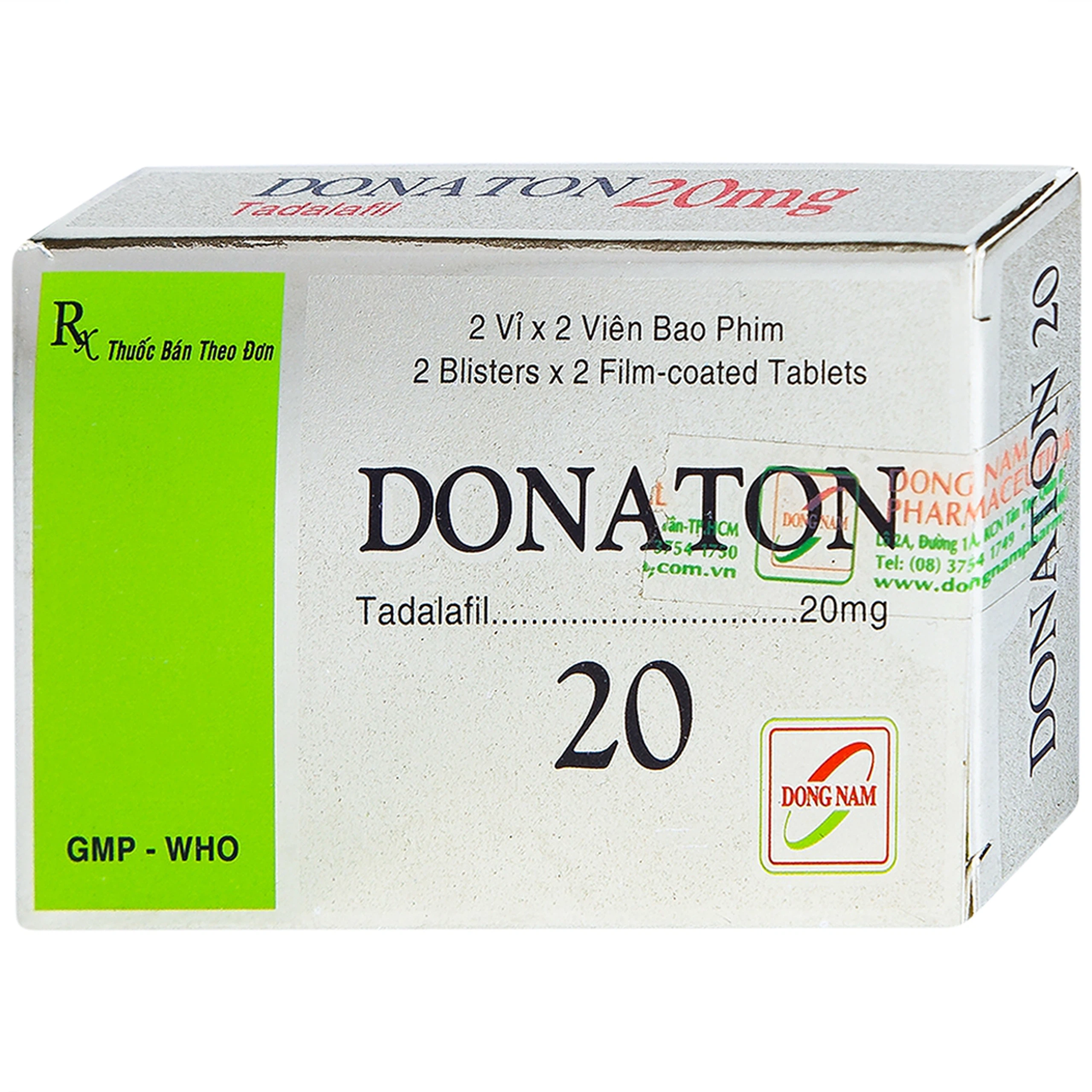 Thuốc Donaton 20 Đông Nam điều trị rối loạn chức năng cương cứng dương vật (2 vỉ x 2 viên)