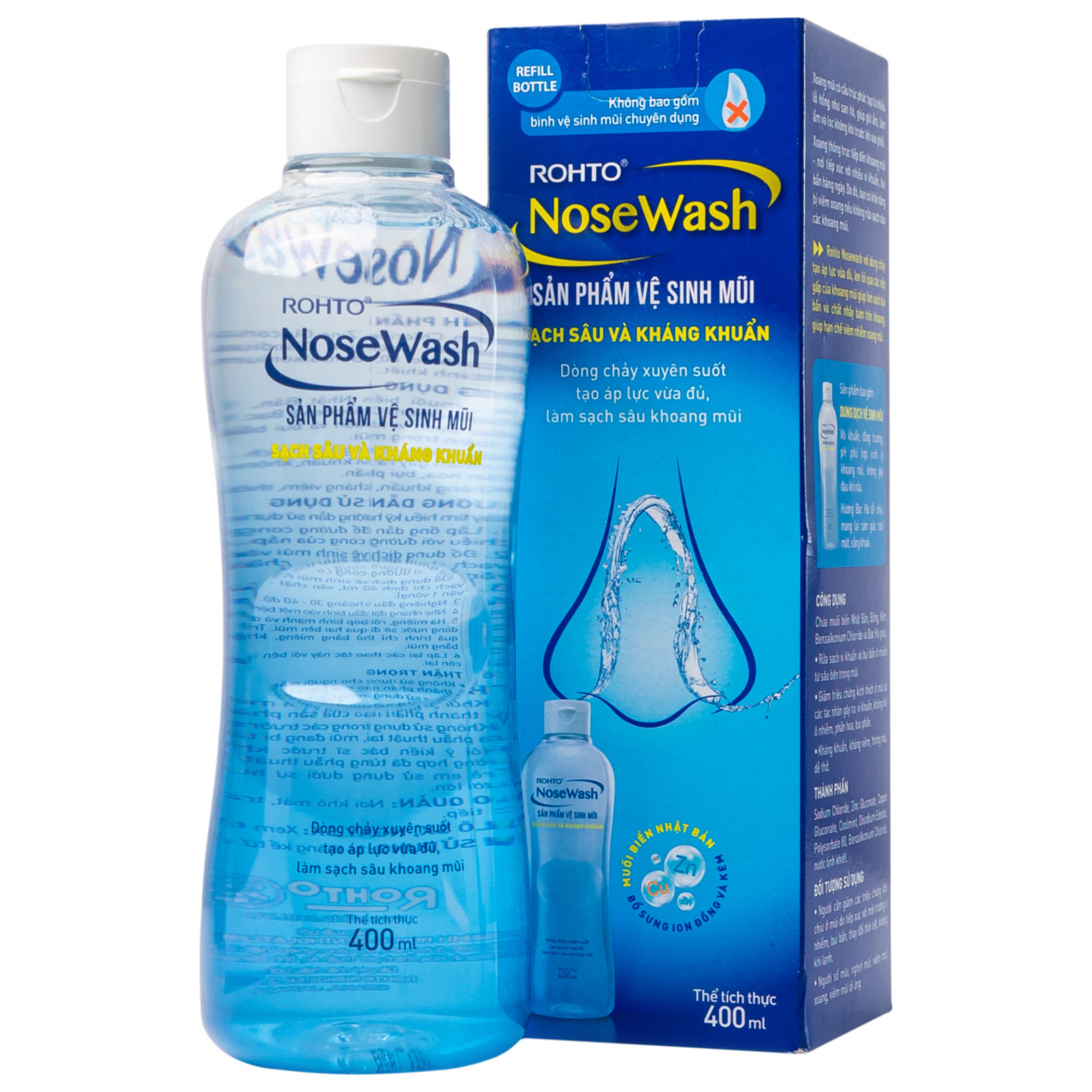 Dung dịch vệ sinh mũi không bao gồm bình Rohto NoseWash làm sạch sâu và kháng khuẩn (400ml)