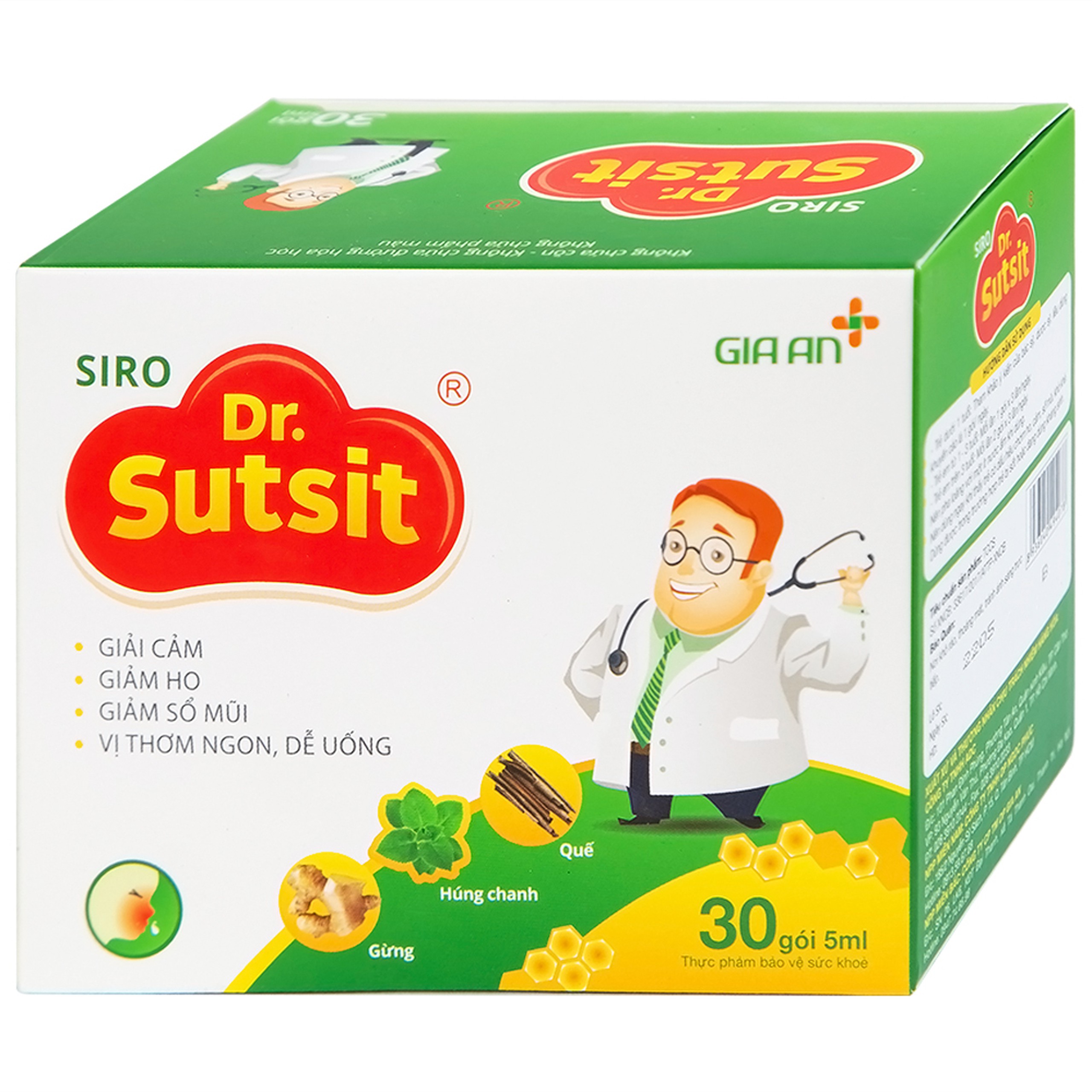 Siro Dr.Sutsit Gia An giải cảm, giảm ho, giảm sổ mũi (30 gói x 5ml)