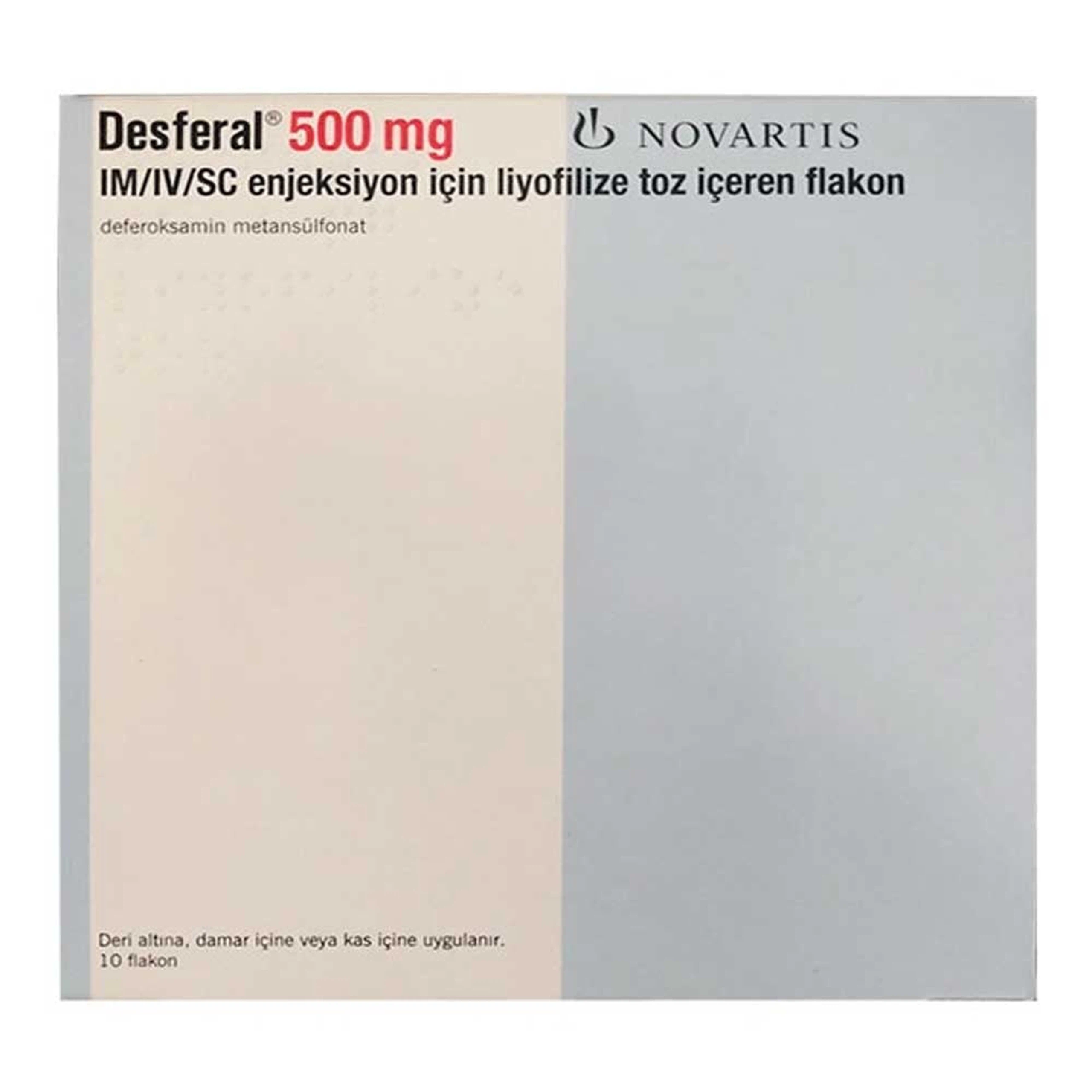 Bột pha tiêm Desferal 500mg Novartis điều trị thừa sắt mạn tính, thừa nhôm mạn tính (10 lọ)