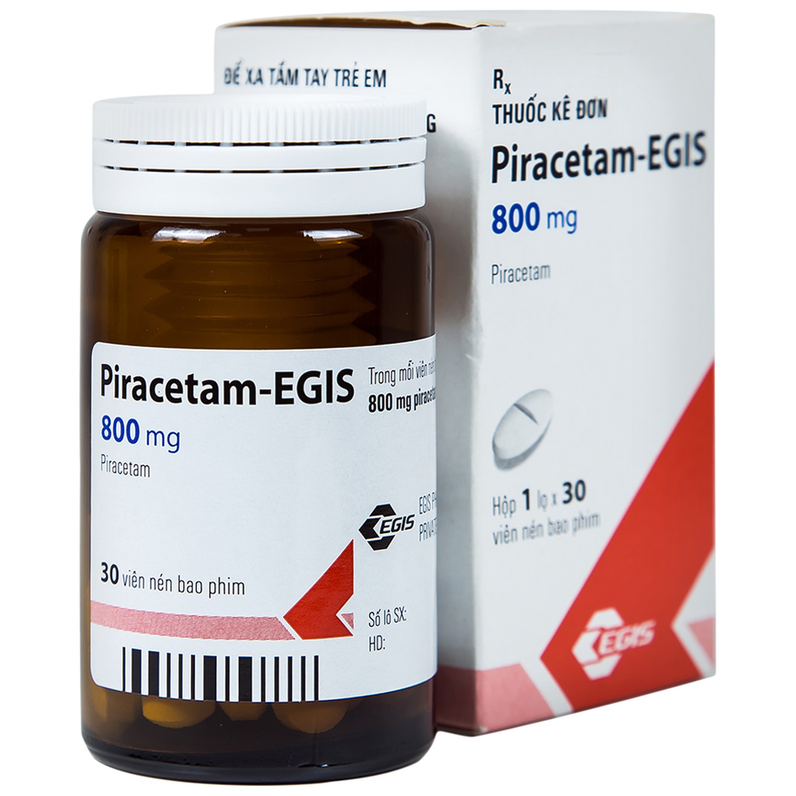 Viên nén Piracetam - Egis 800mg điều trị các triệu chứng của hội chứng tâm thần thực thể (30 viên)