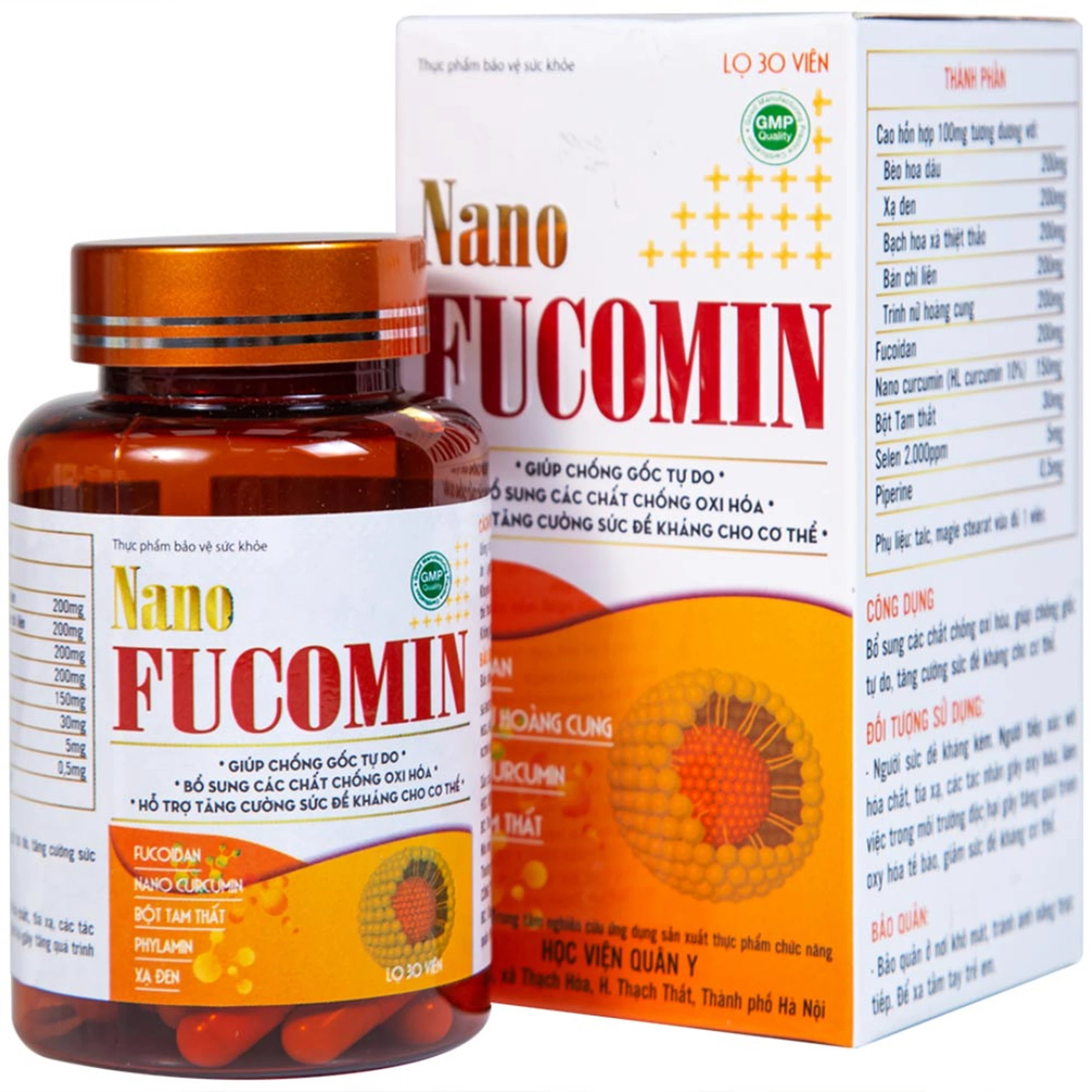Viên uống Nano Fucomin HVQY hỗ trợ giảm tác dụng phụ của hóa trị giúp chống gốc tự do (30 viên)