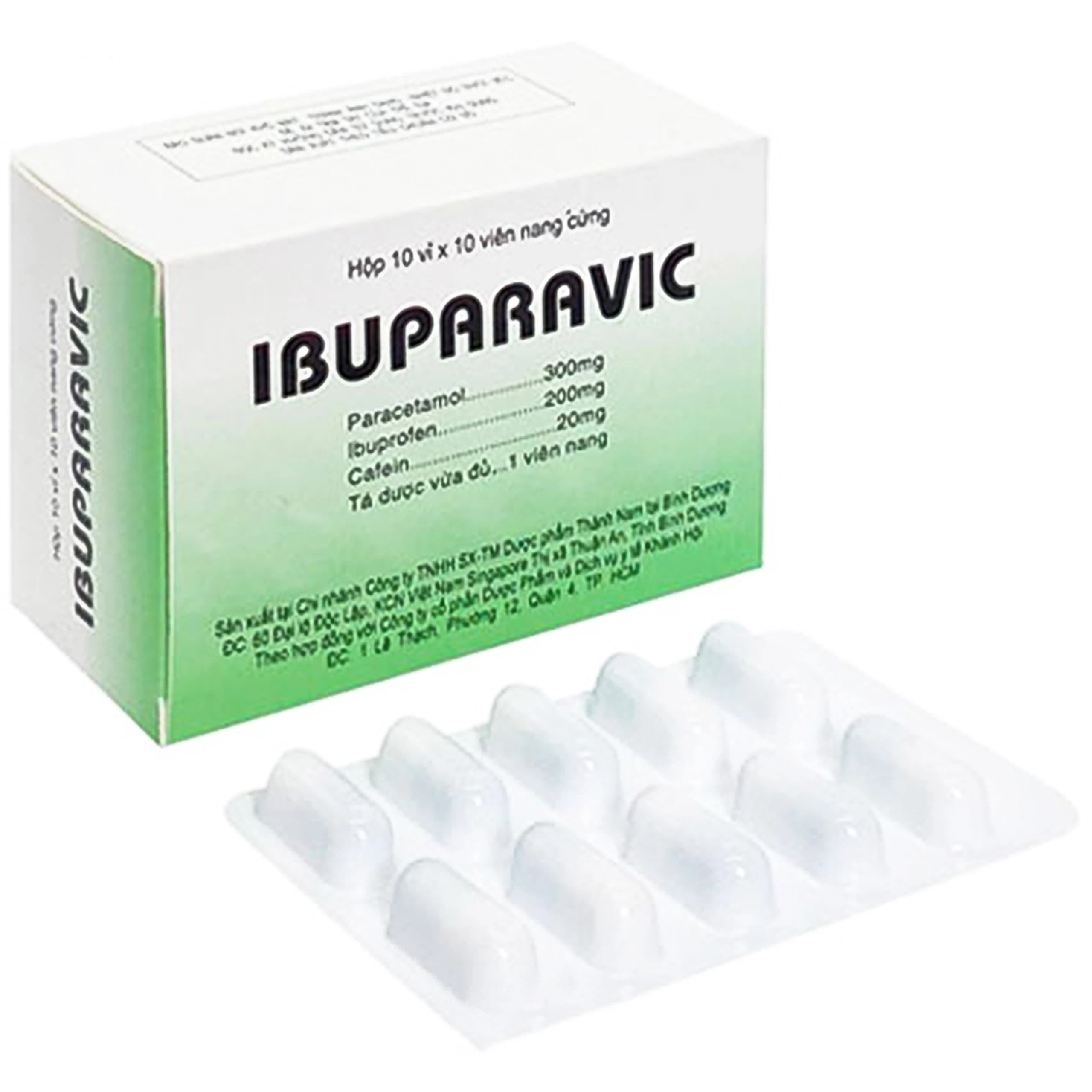 Thuốc Ibuparavic Thành Nam giảm nhức đầu, đau răng, đau họng, đau lưng, đau cơ (10 vỉ x 10 viên)