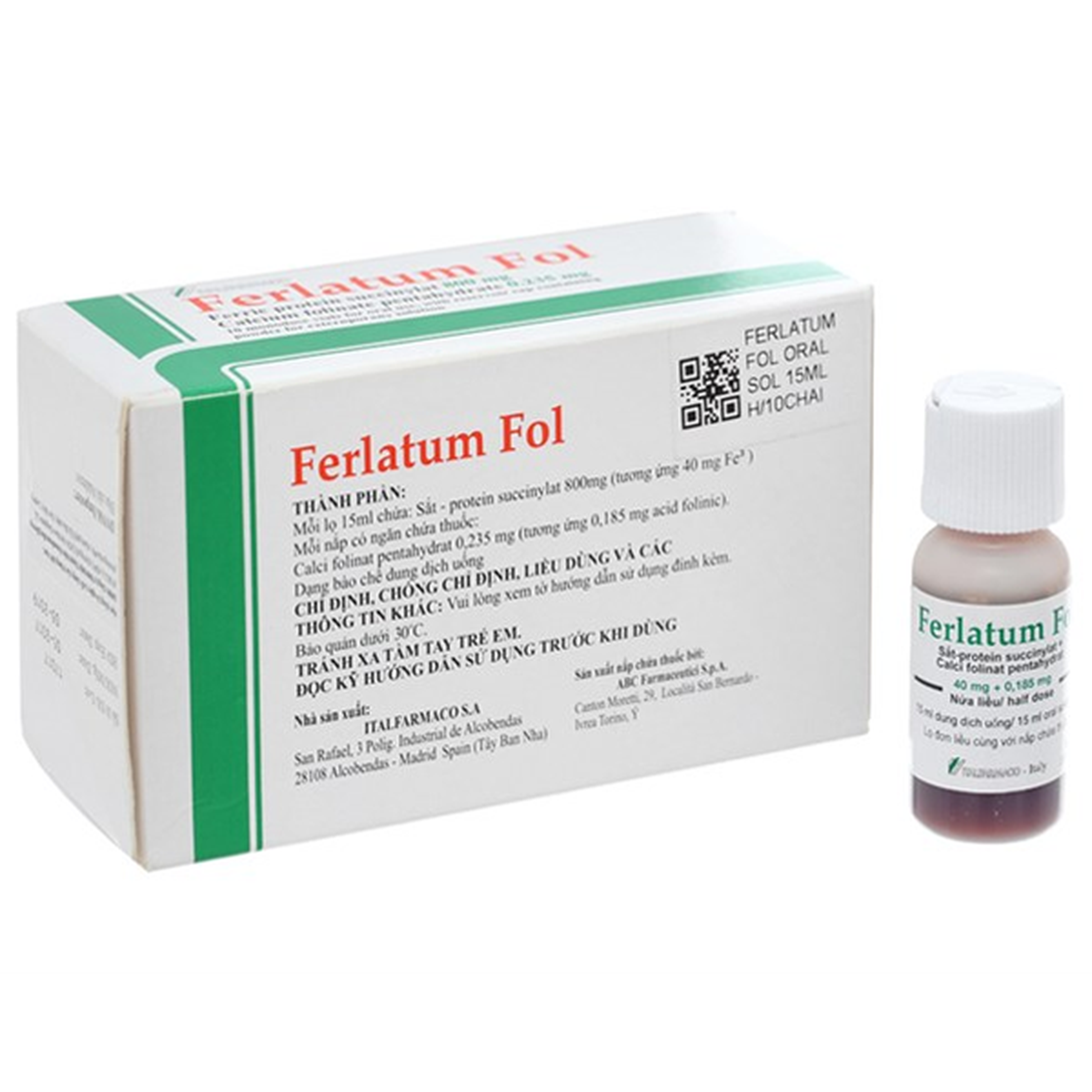 Dung dịch Ferlatum Fol Italfarmco điều trị thiếu sắt  (10 lọ)