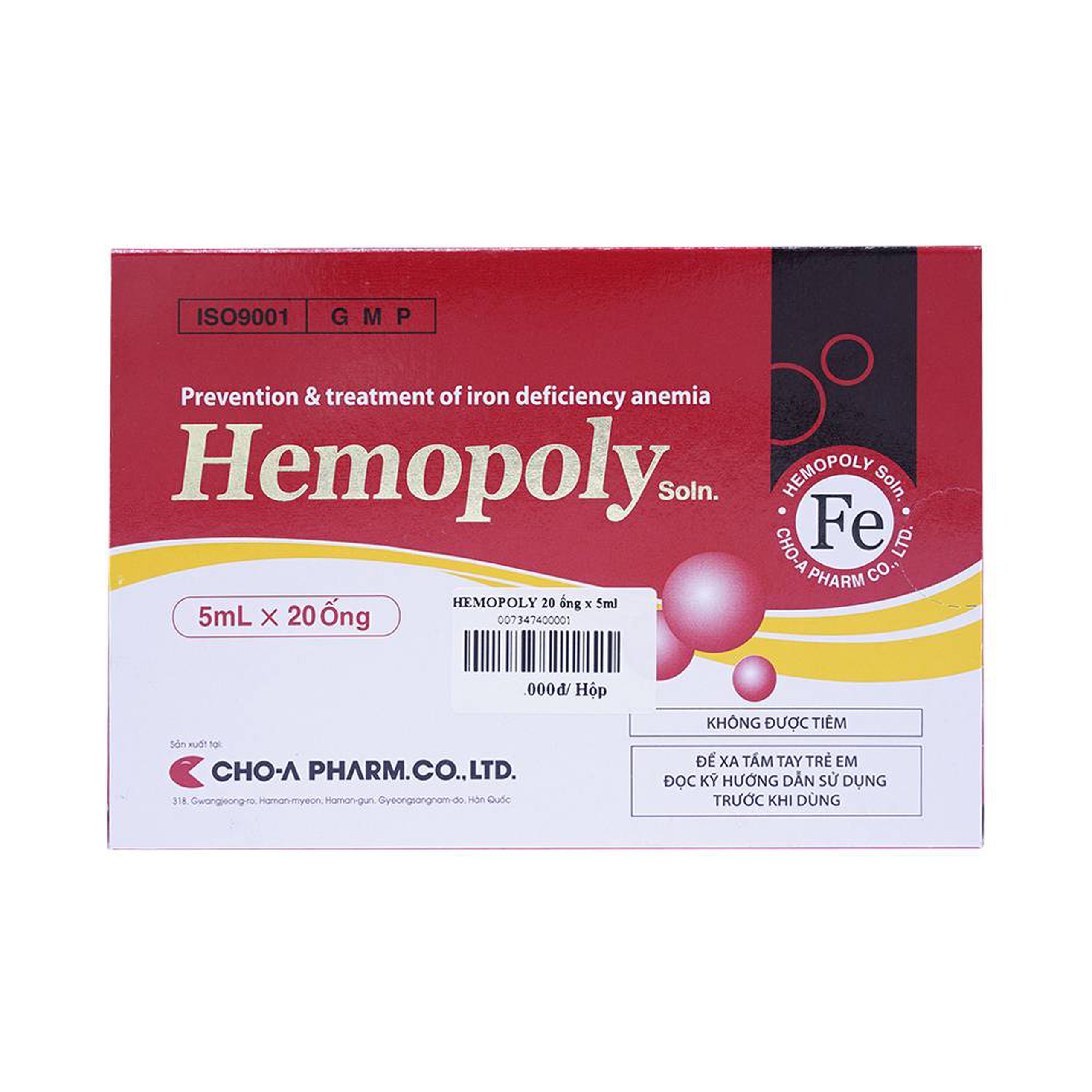 Dung dịch uống Hemopoly ngăn ngừa và điều trị thiếu máu do thiếu sắt (20 ống x 5ml)
