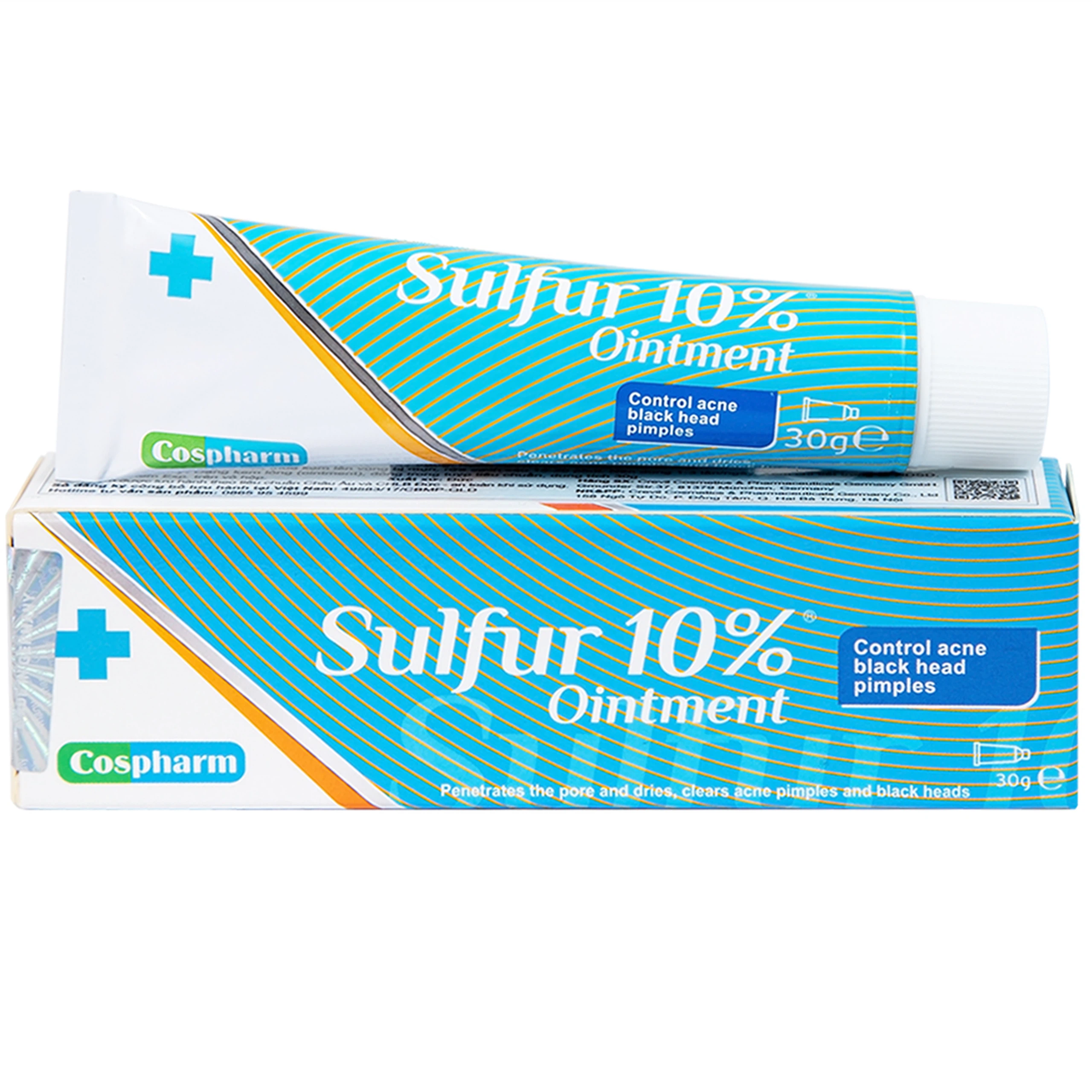 Kem mụn Sulfur 10% Ointment Cospharm ngăn ngừa mụn và chăm sóc da mặt (30g)