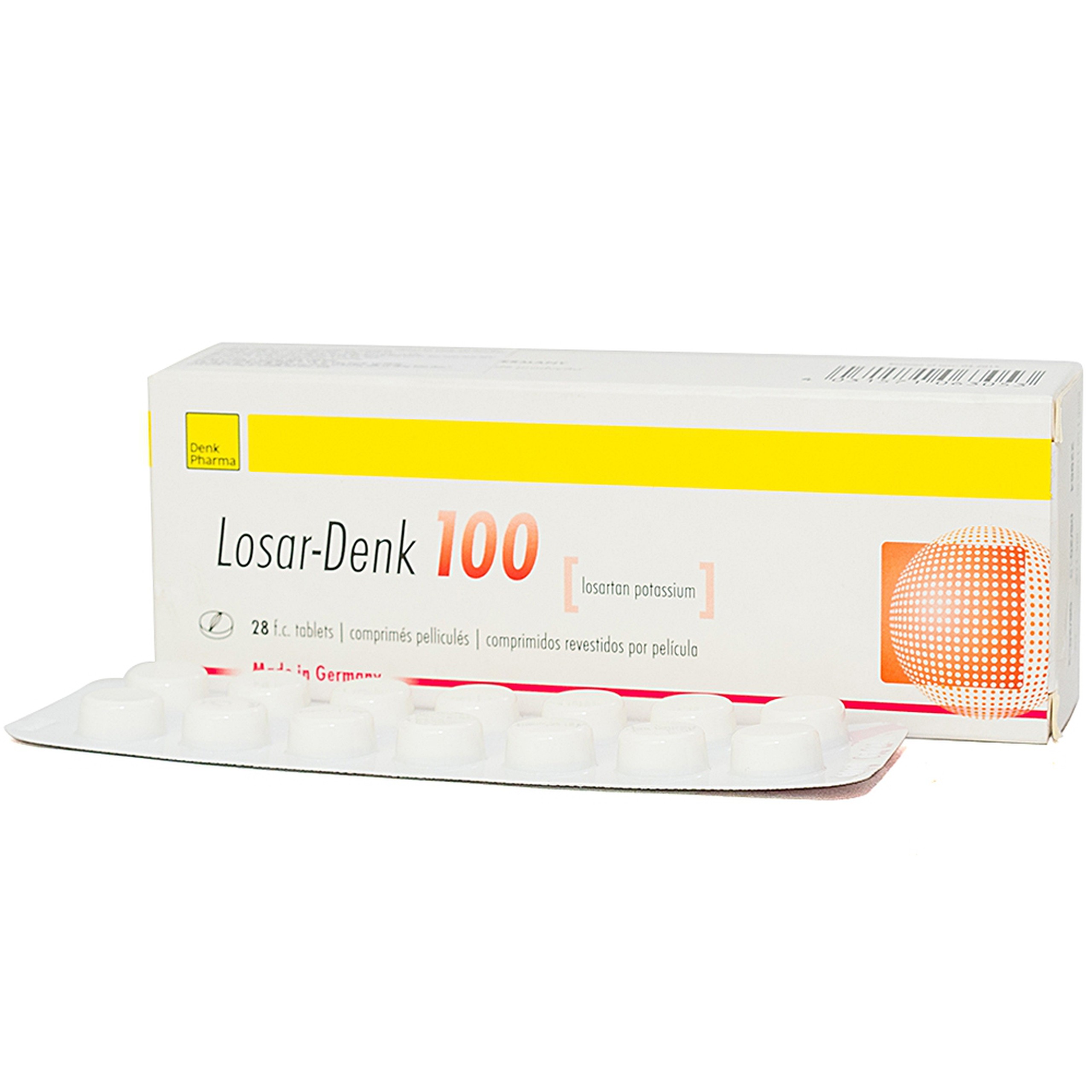Viên nén Losar-Denk 100 điều trị tăng huyết áp, suy tim (2 vỉ x 14 viên)