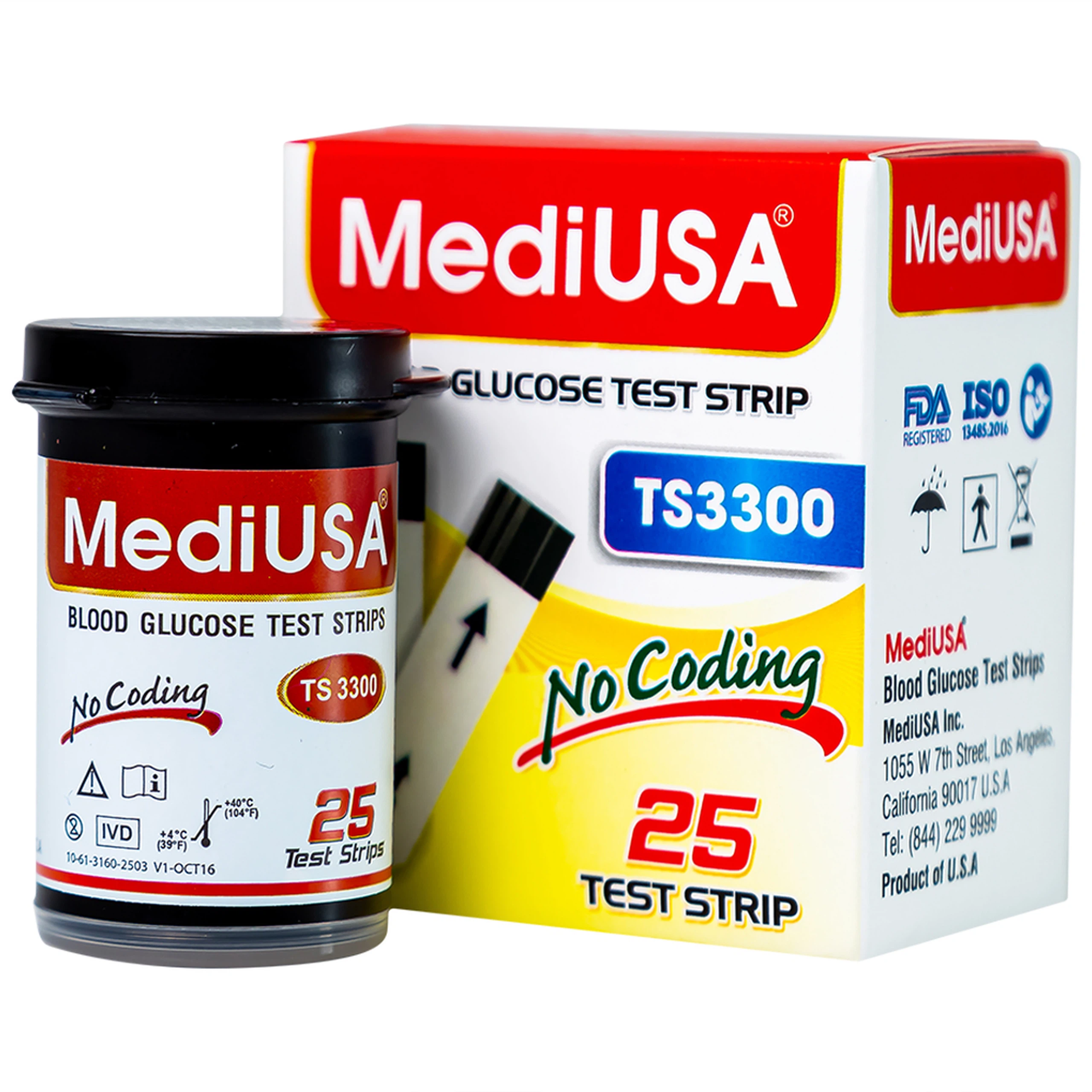Que thử đường huyết MediUSA TS3300 dùng cho máy đo đương huyết GM3300 kiểm tra nồng độ đường trong máu (25 cái)