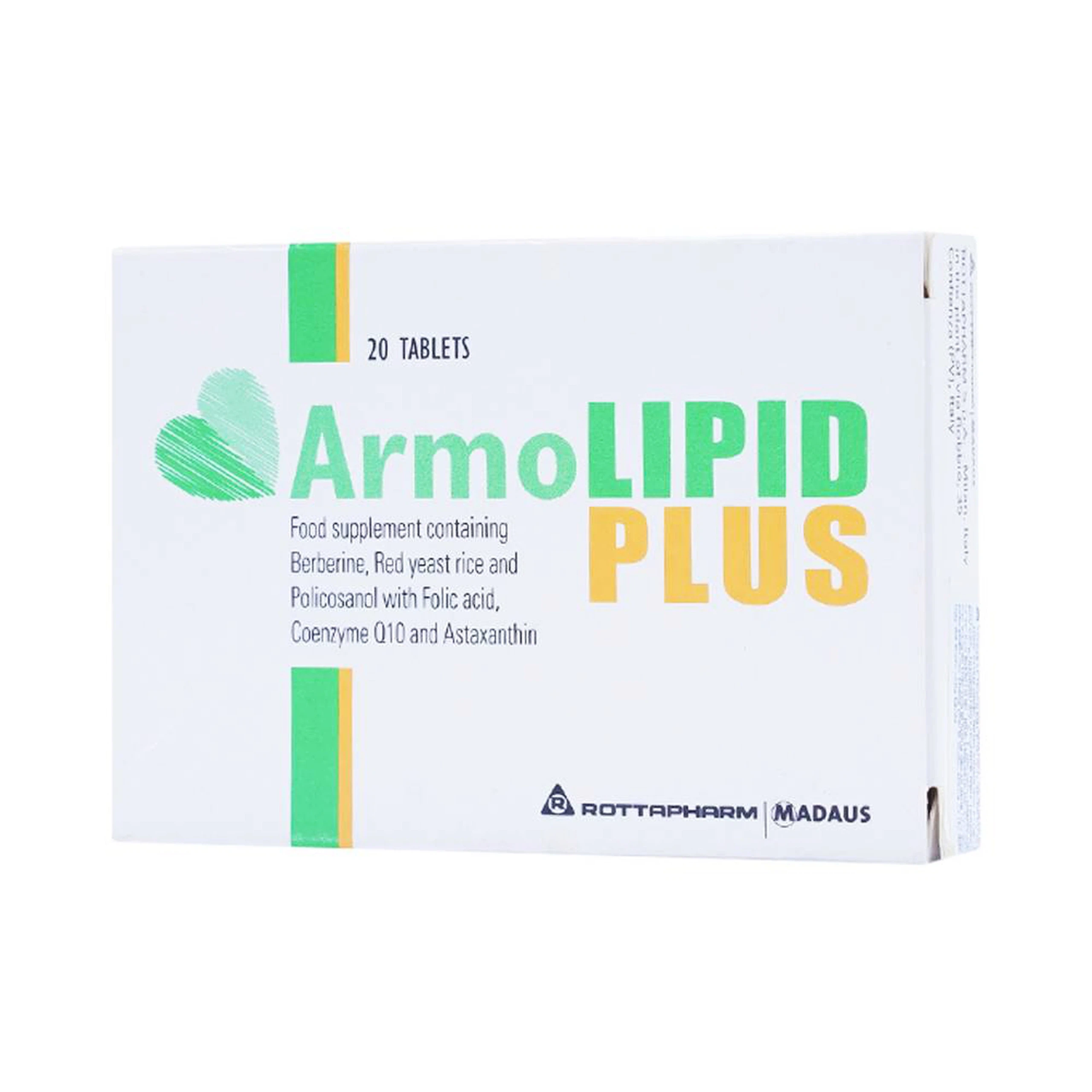 Viên uống ArmoLipid Plus Rottapharm giảm cholesterol, triglycerid trong máu (20 viên)