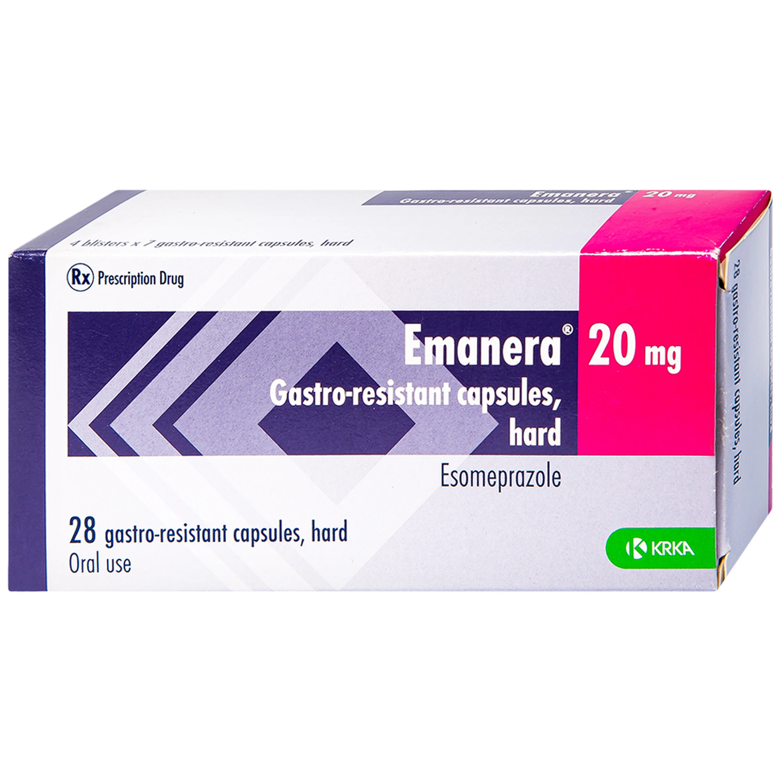 Thuốc Emanera 20mg KRKA điều trị trào ngược dạ dày thực quản (4 vỉ x 7 viên)