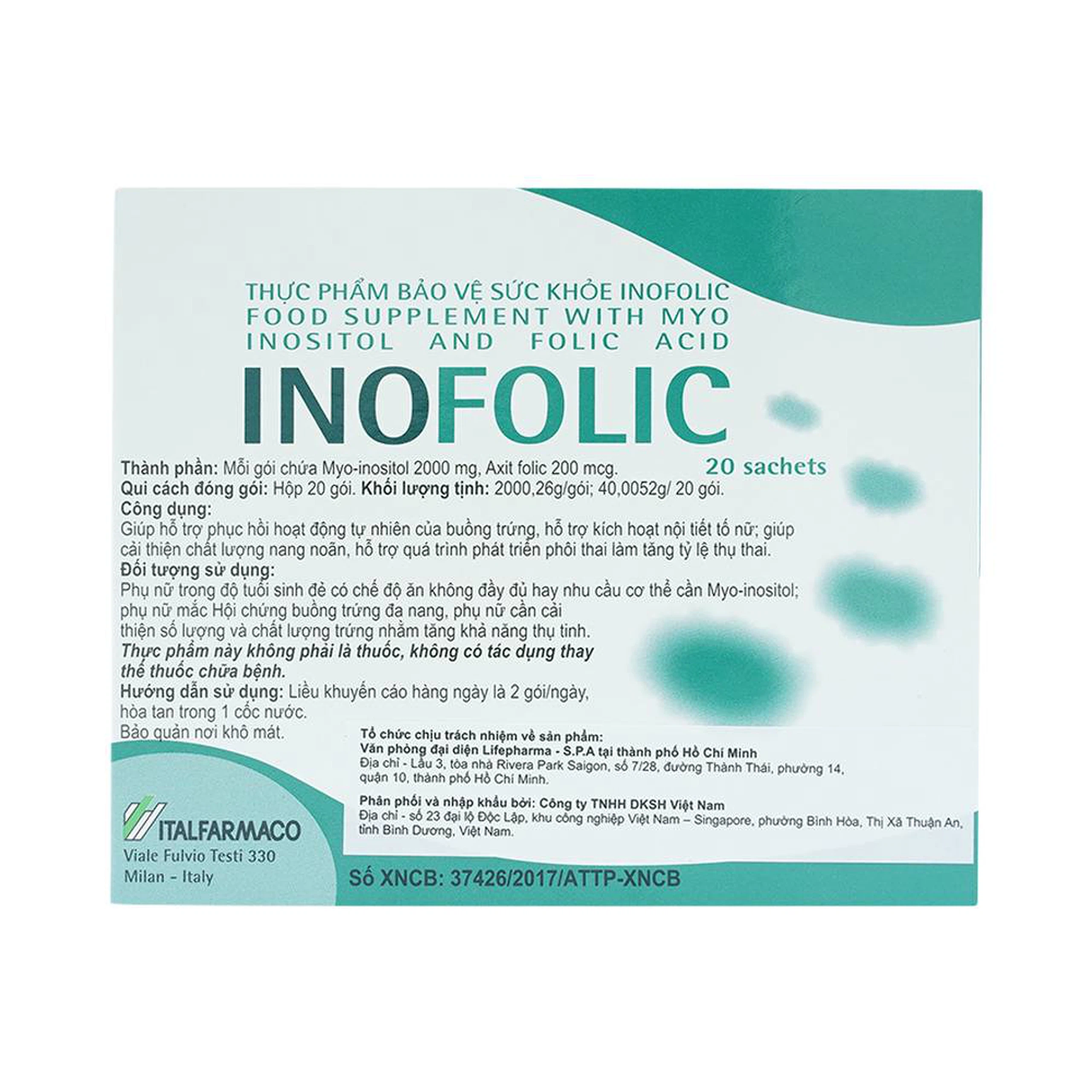 Bột Inofolic Italfarmaco hỗ trợ phục hồi hoạt động tự nhiên của buồng trứng, kích hoạt nội tiết tố nữ (20 gói)