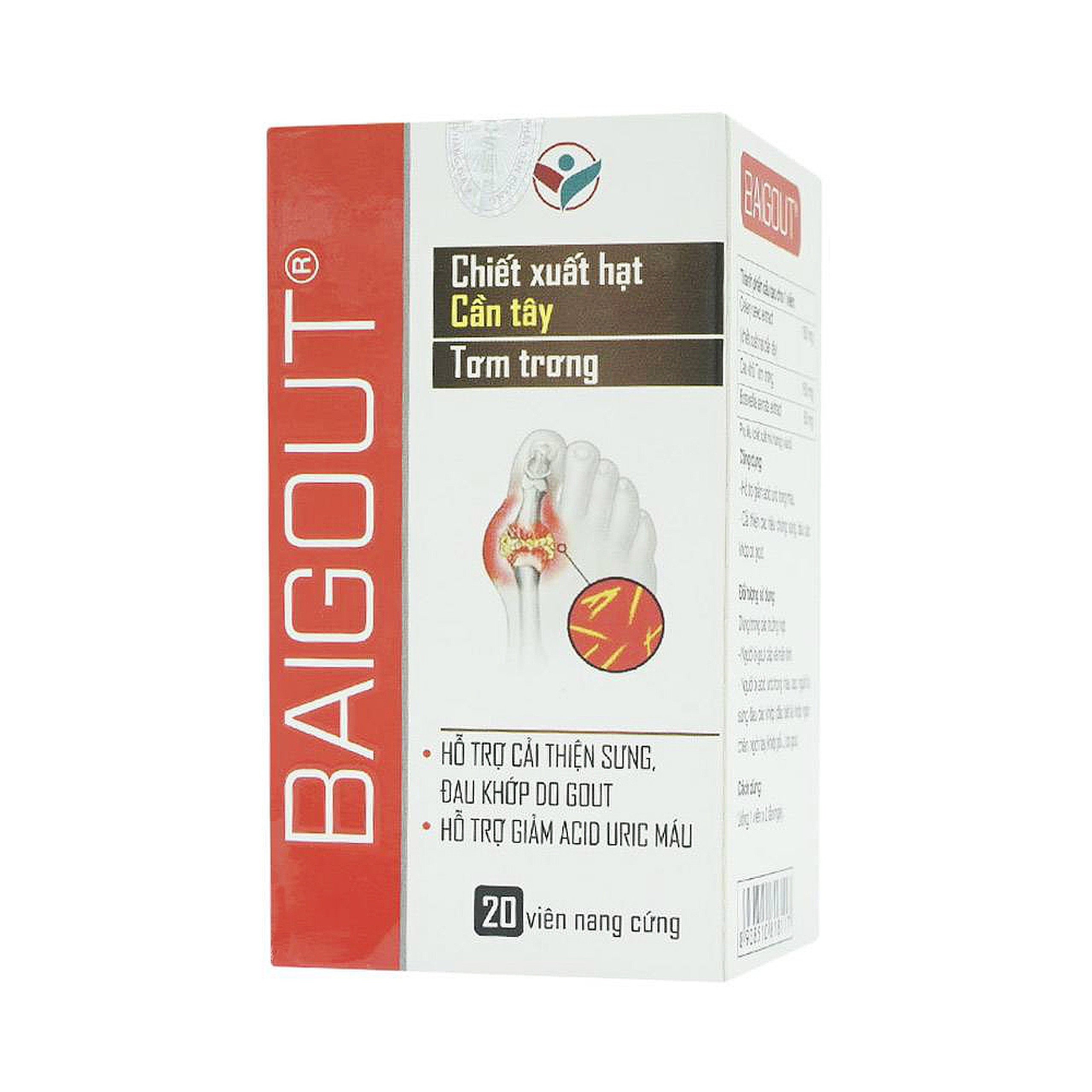 Viên uống Baigout Dân Khang hỗ trợ cải thiện sưng, đau khớp do gout, giảm acid uric máu (20 viên)