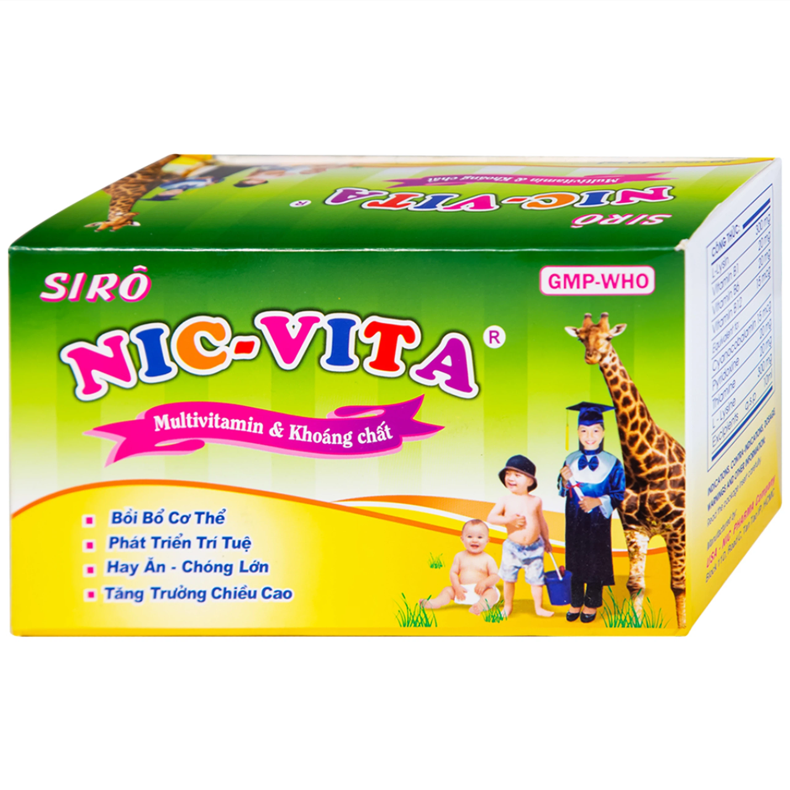 Siro Nic-Vita bổ sung dinh dưỡng, phát triển chiều cao ở trẻ em (20 ống x 10ml) 