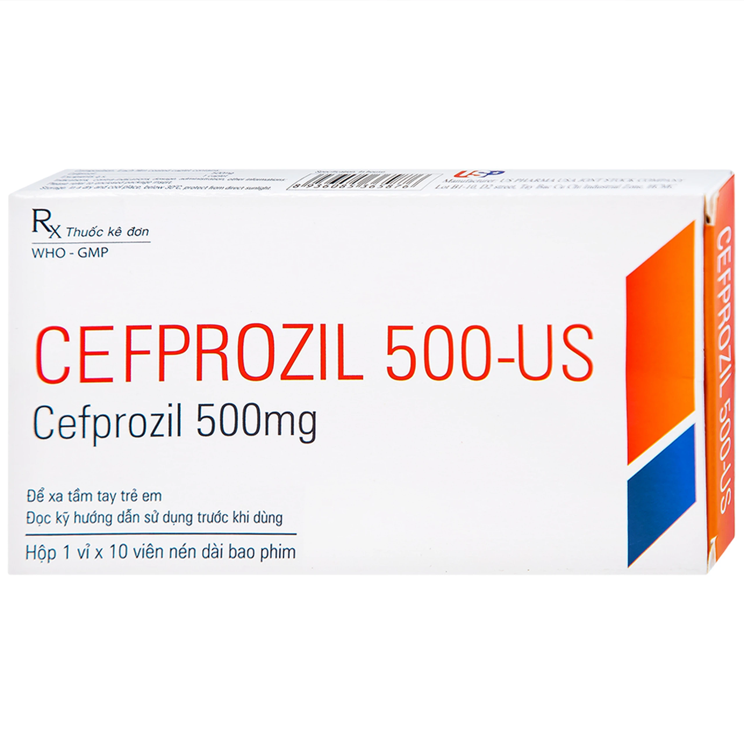 Thuốc Cefprozil 500-US điều trị nhiễm khuẩn (1 vỉ x 10 viên)