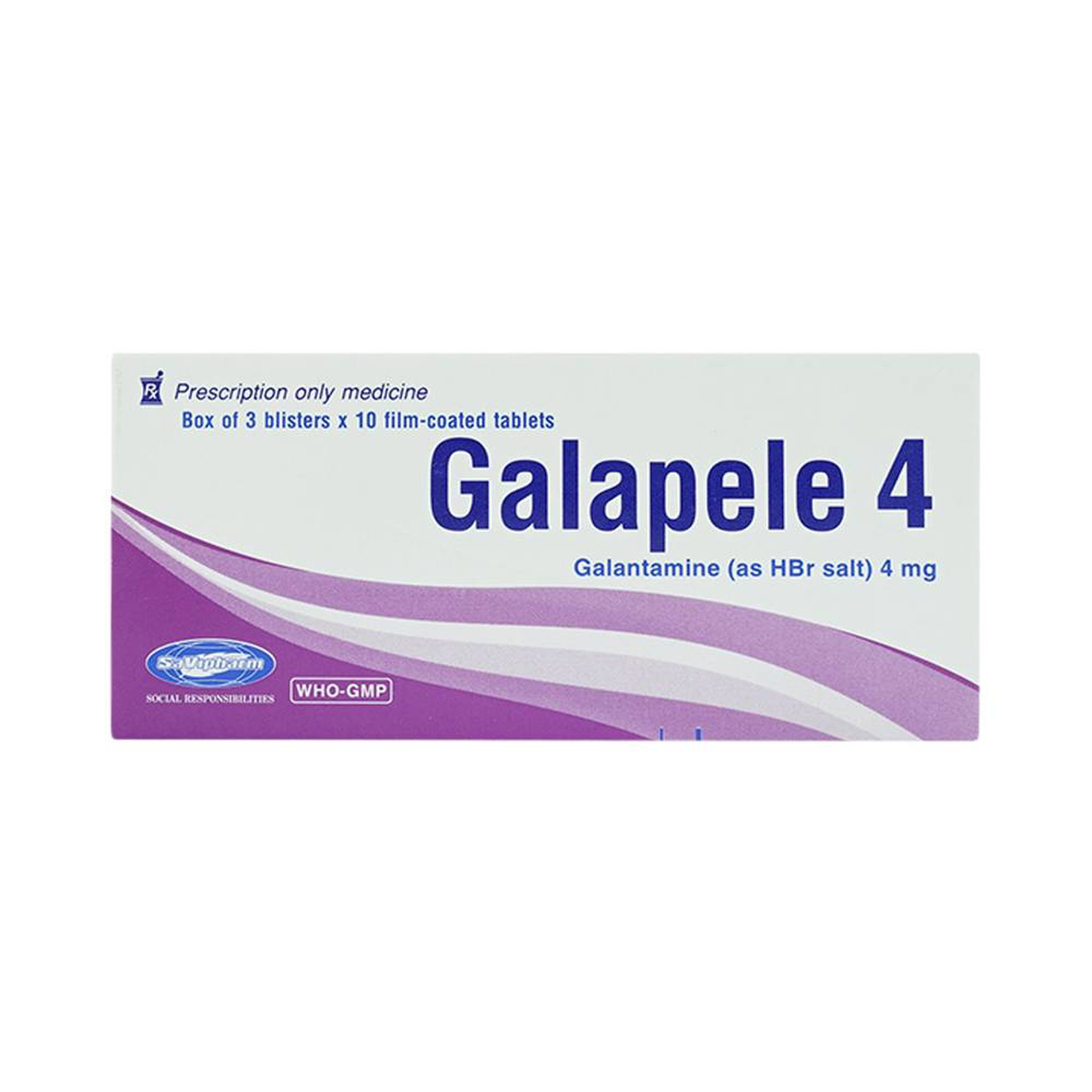 Thuốc Galapele 4 Savi điều trị sa sút trí tuệ nhẹ đến trung bình (3 vỉ x 10 viên)